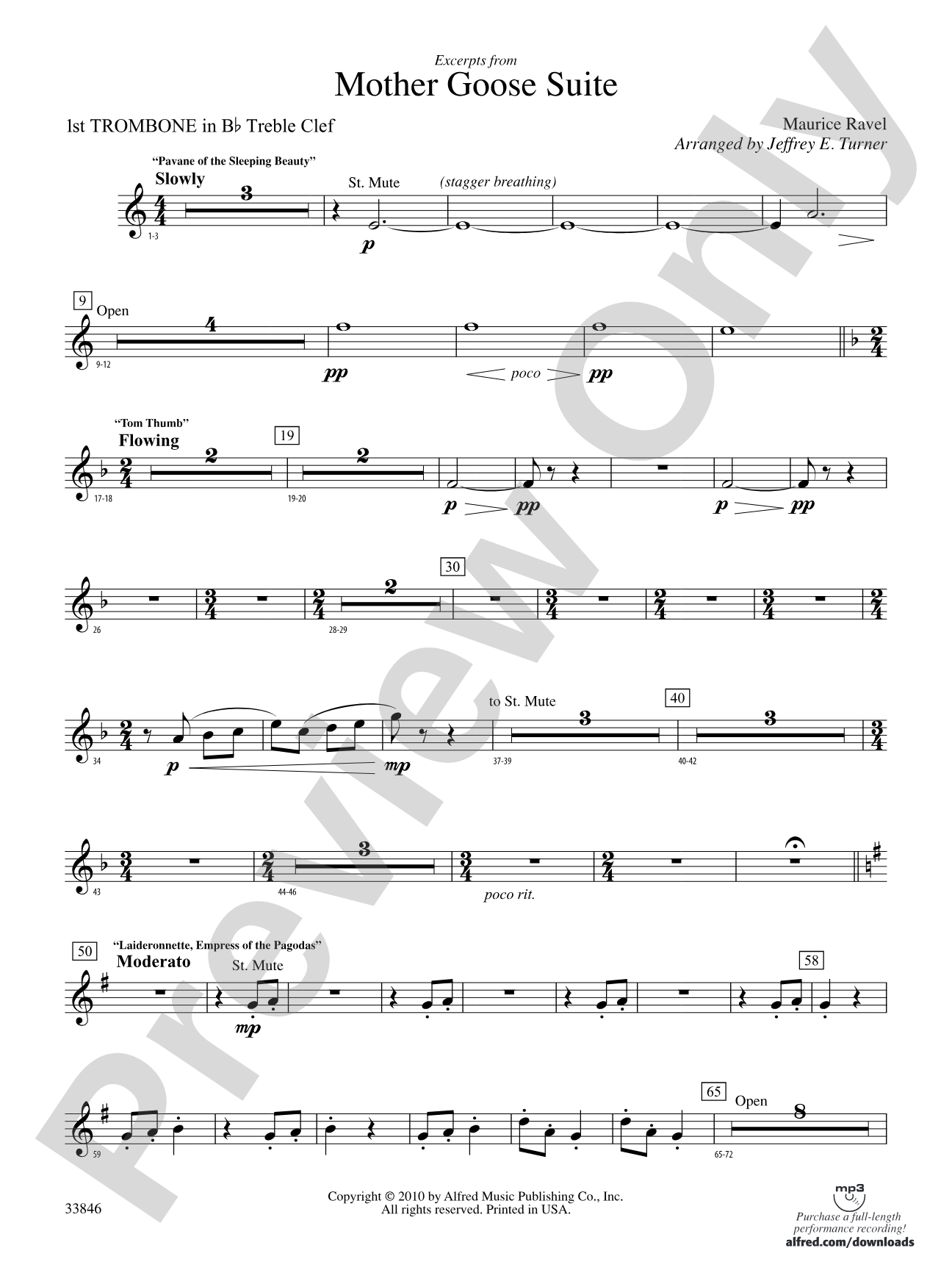 Mother Goose Suite: (wp) 1st B-flat Trombone T.C.