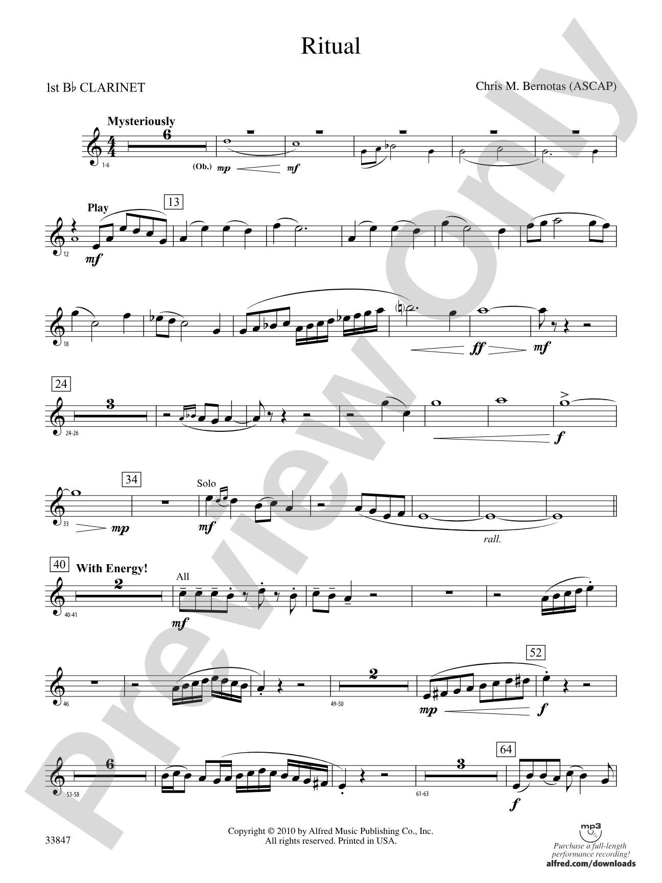 Ritual: 1st B-flat Clarinet