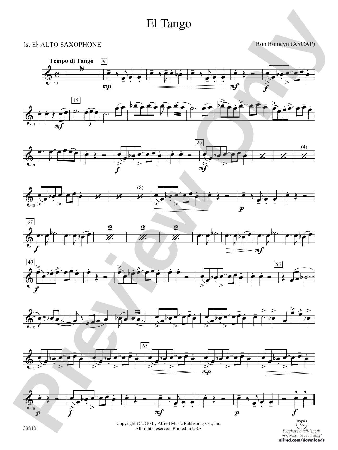 El Tango: E-flat Alto Saxophone
