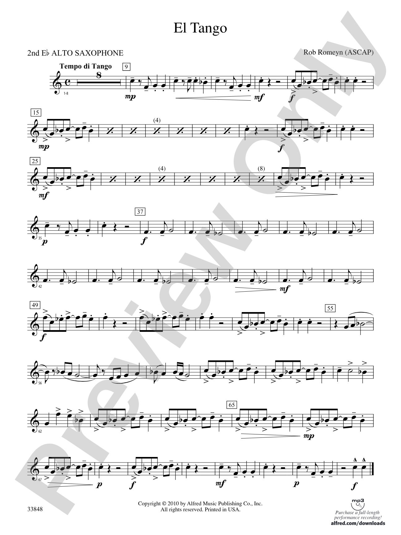 El Tango: 2nd E-flat Alto Saxophone