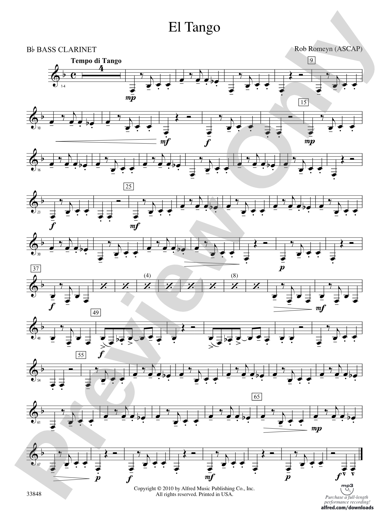 El Tango: B-flat Bass Clarinet