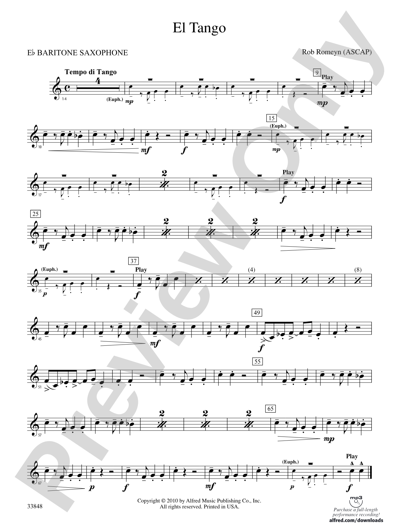 El Tango: E-flat Baritone Saxophone