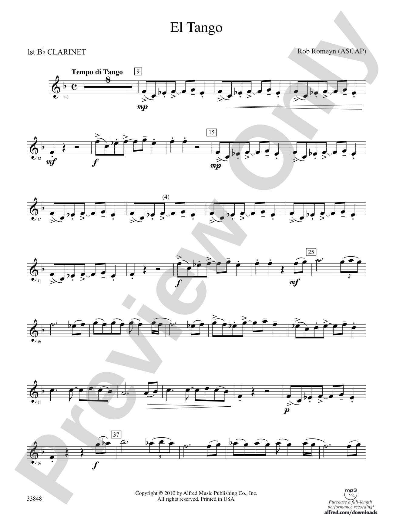 El Tango: 1st B-flat Clarinet