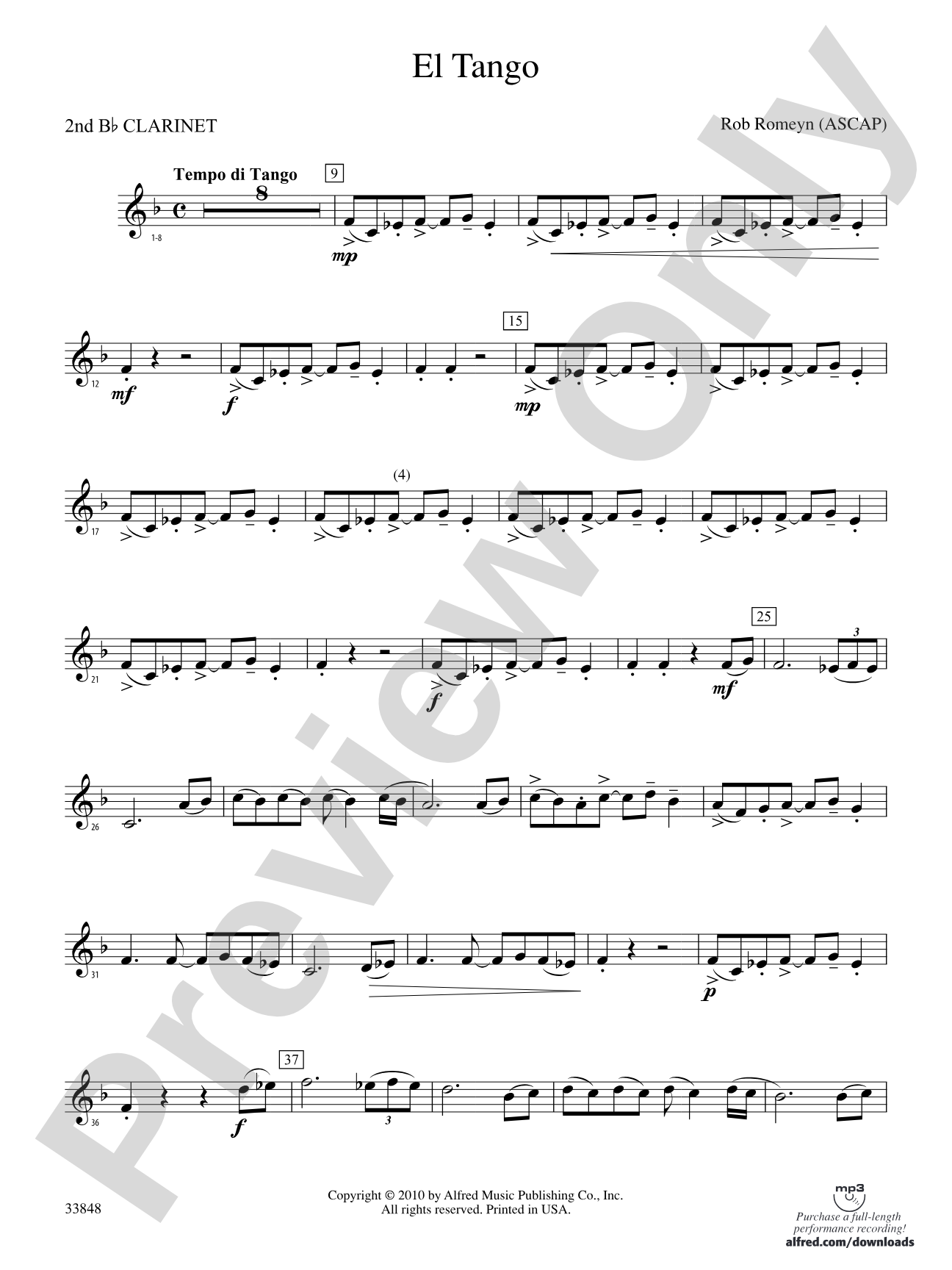 El Tango: 2nd B-flat Clarinet