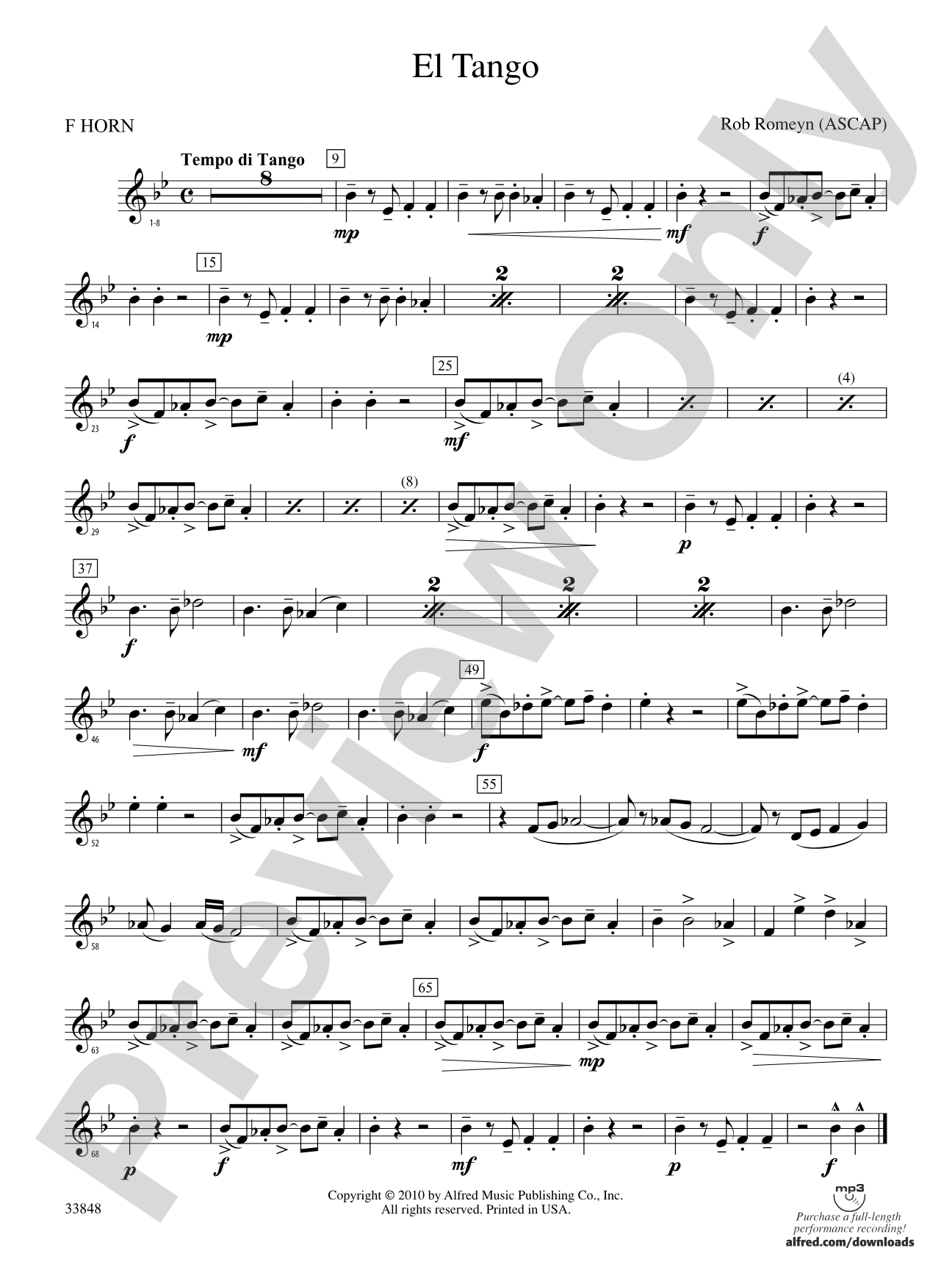 El Tango: 1st F Horn