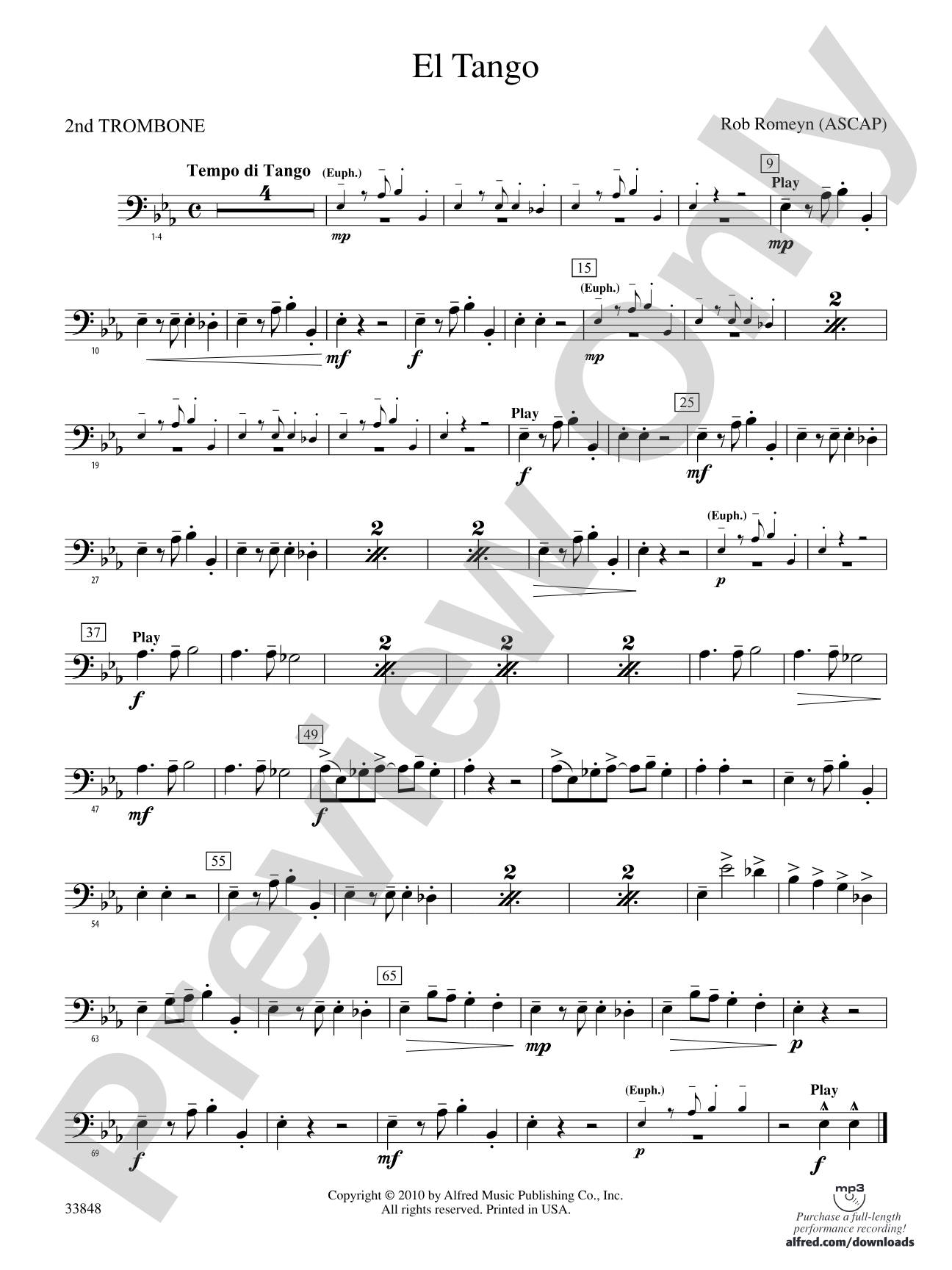El Tango: 2nd Trombone