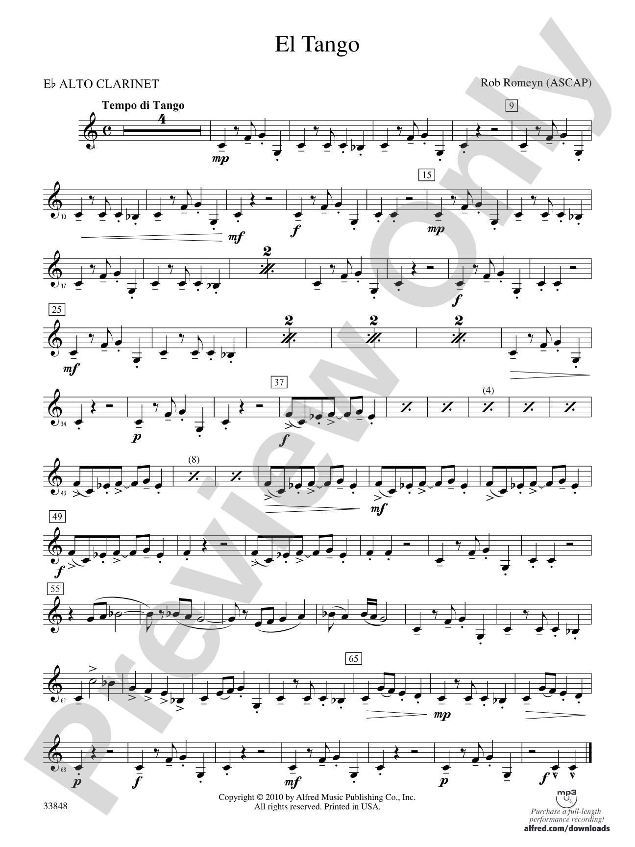 El Tango: (wp) E-flat Alto Clarinet