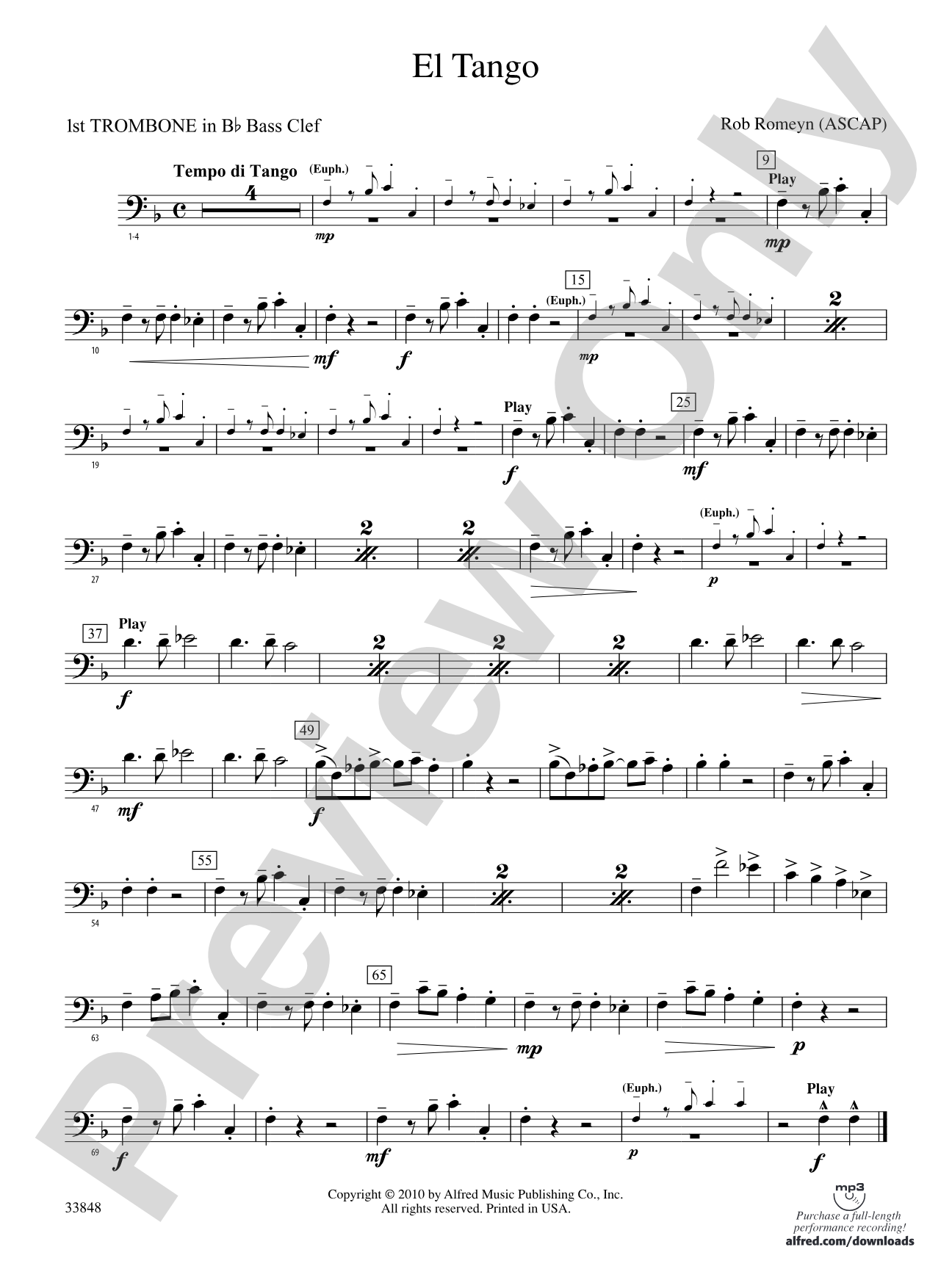 El Tango: (wp) 1st B-flat Trombone B.C.