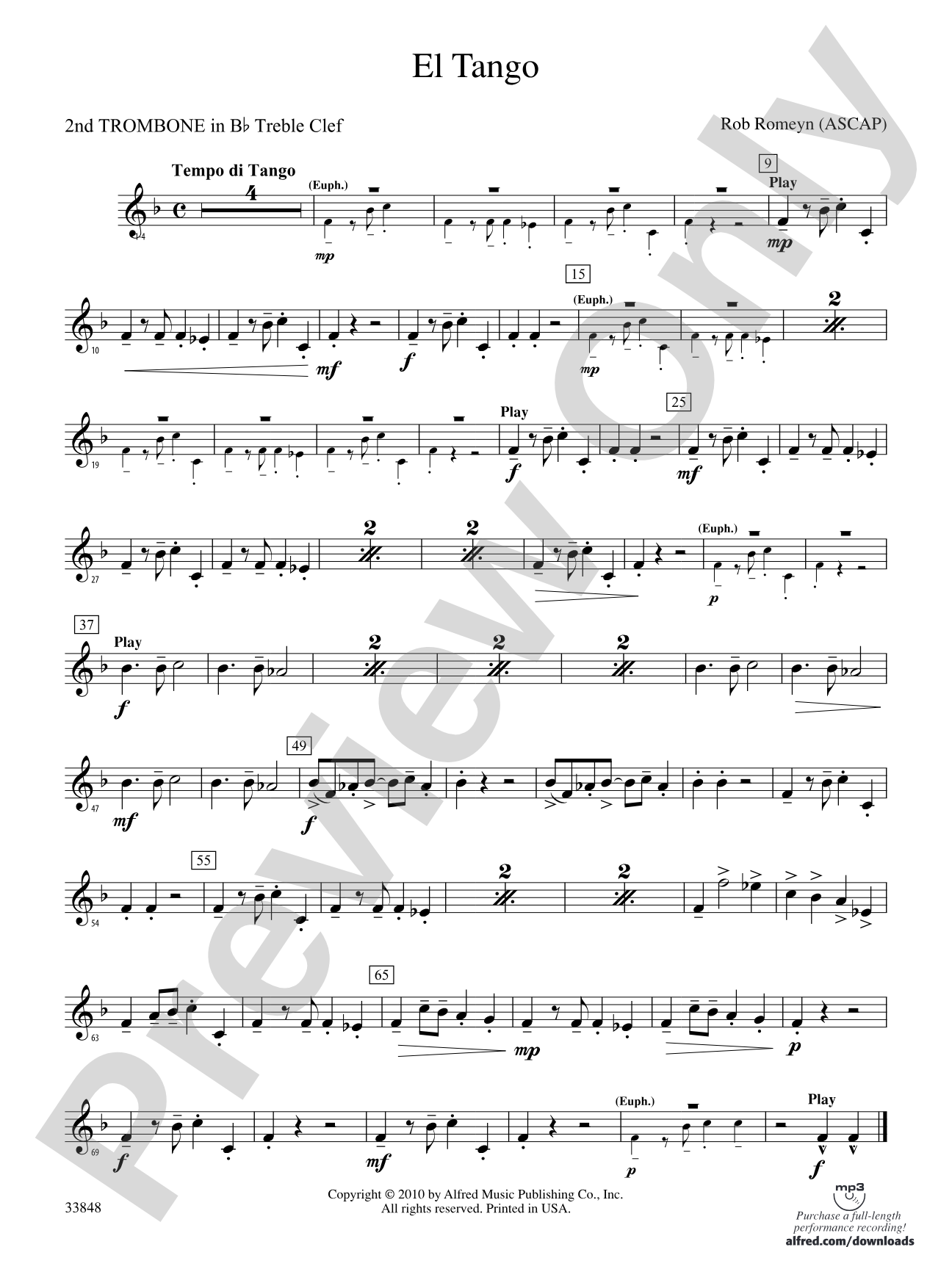 El Tango: (wp) 2nd B-flat Trombone T.C.