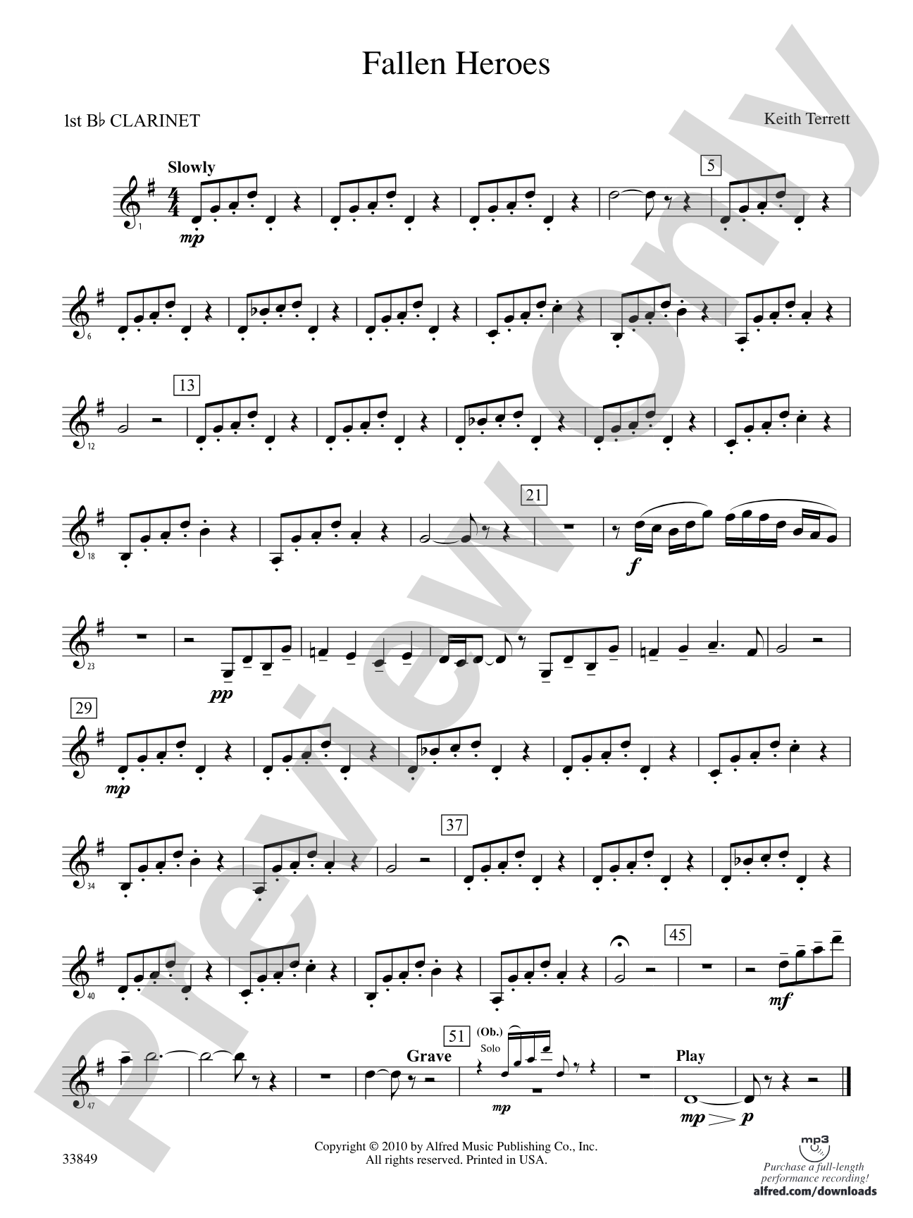 Fallen Heroes: 1st B-flat Clarinet