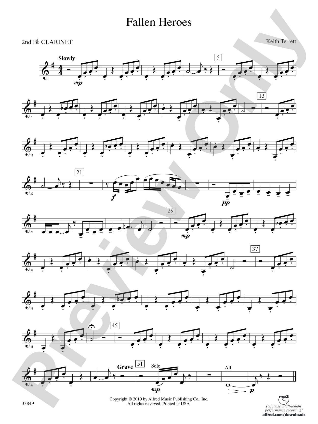 Fallen Heroes: 2nd B-flat Clarinet