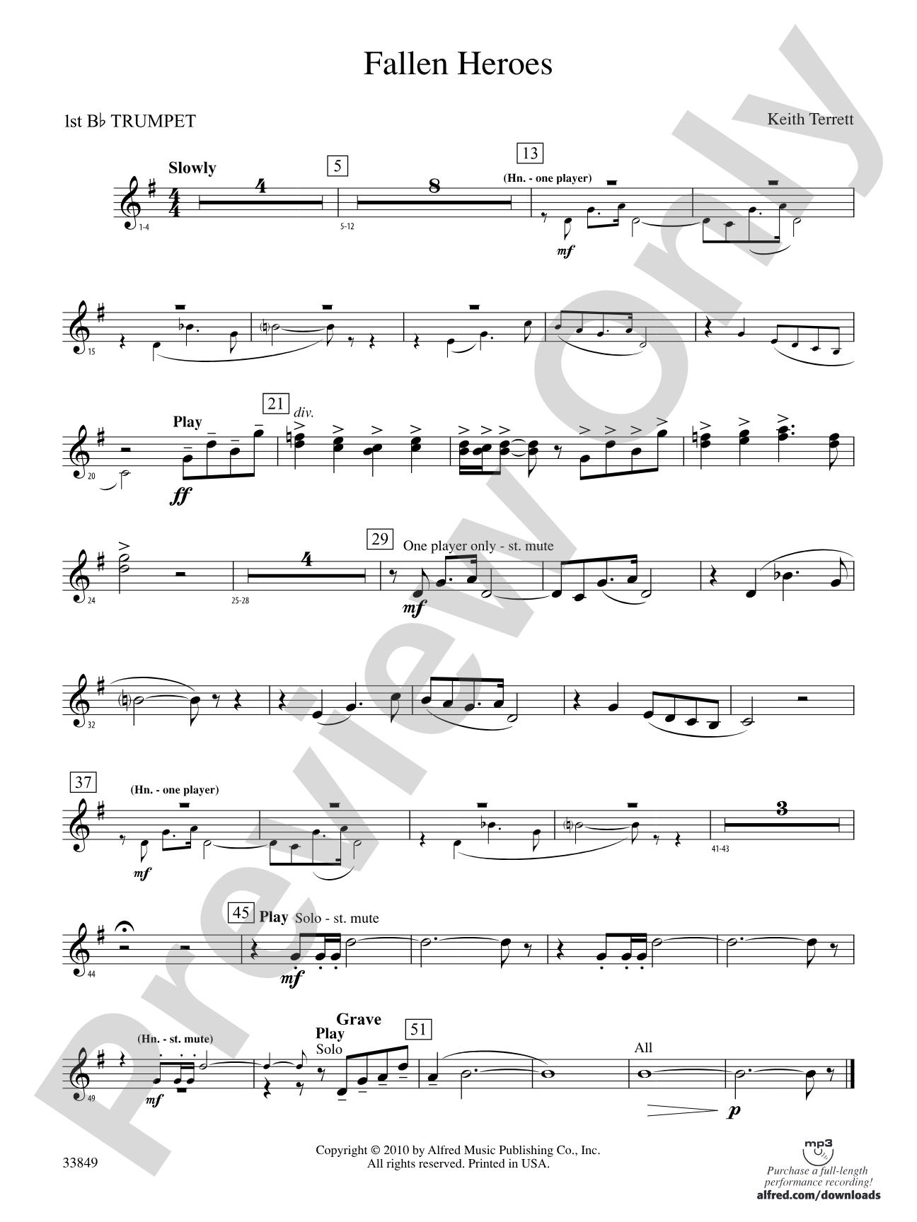 Fallen Heroes: 1st B-flat Trumpet