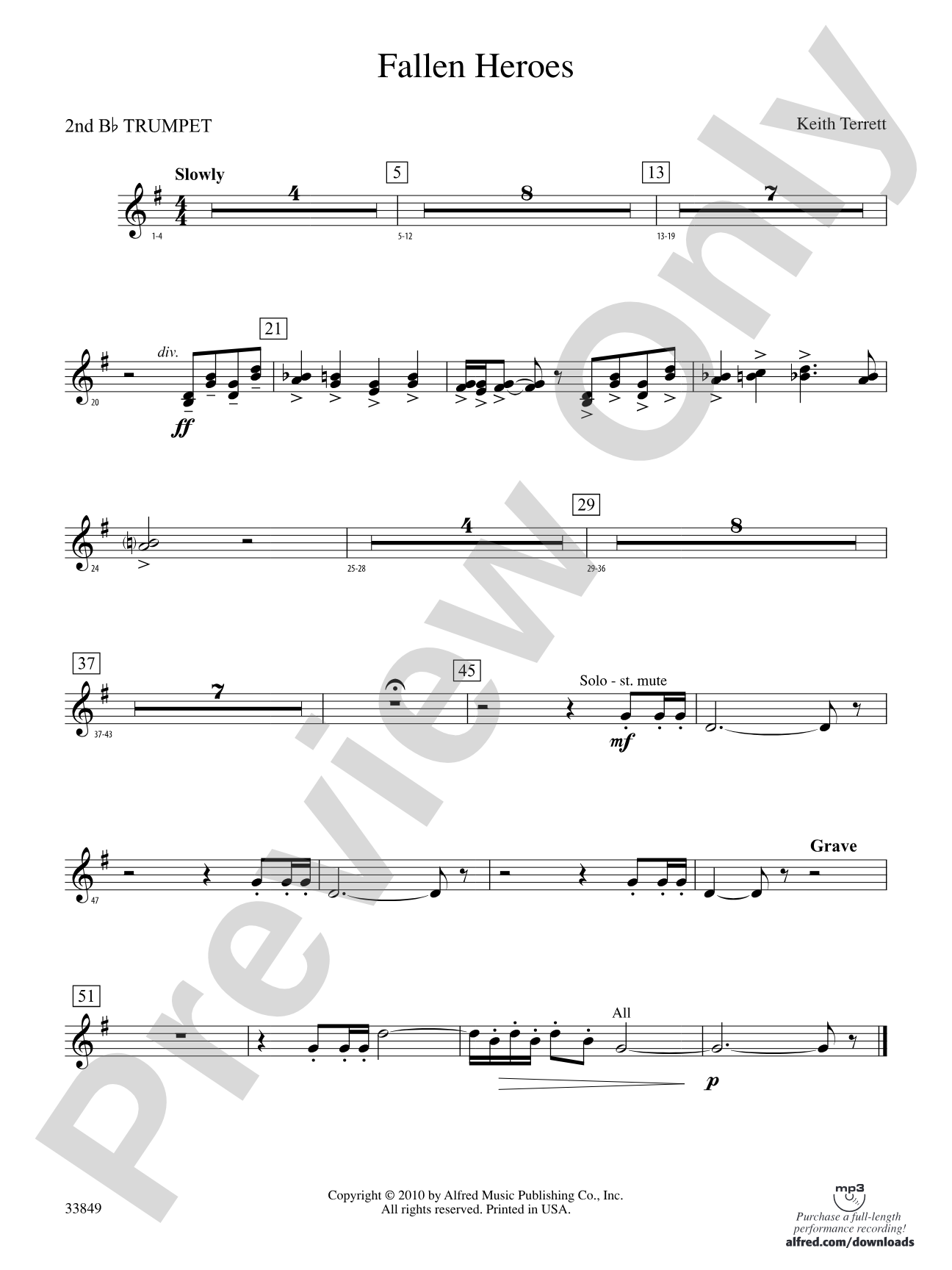 Fallen Heroes: 2nd B-flat Trumpet