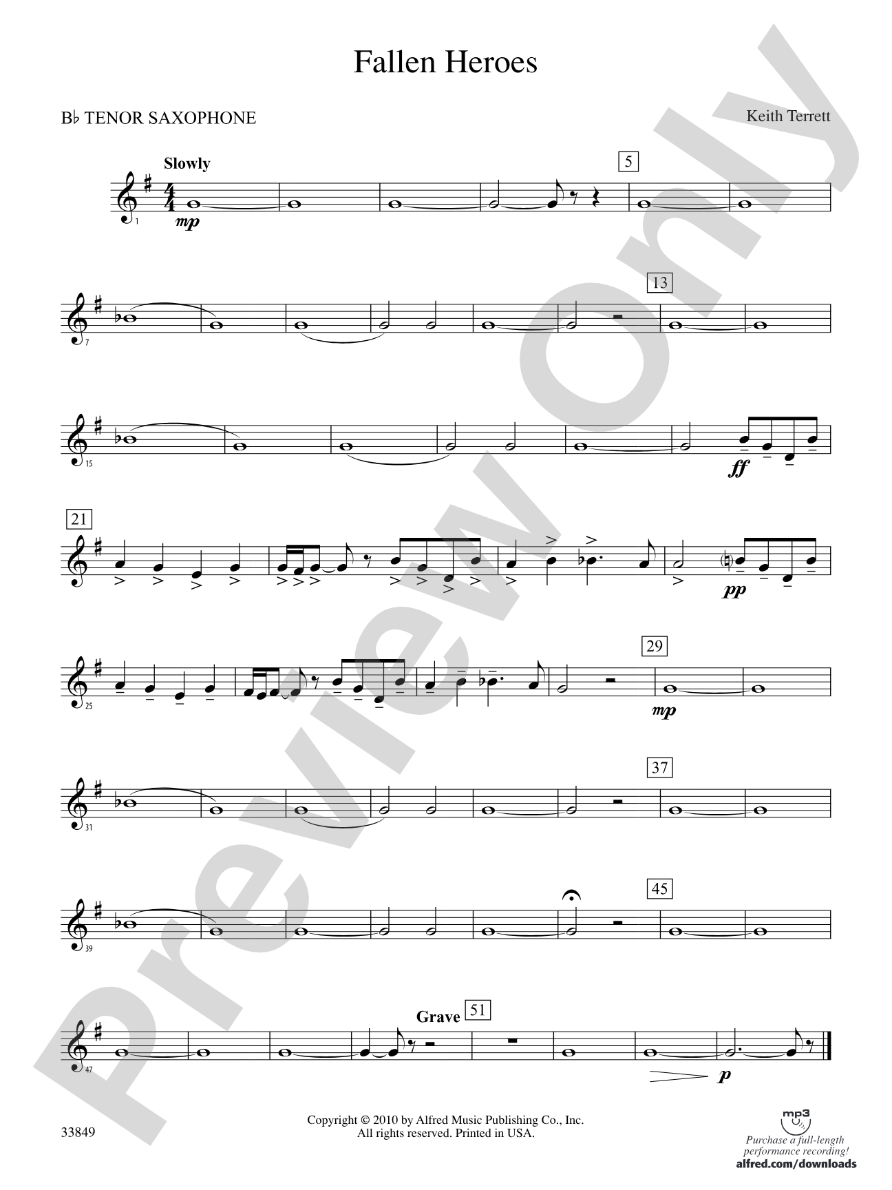 Fallen Heroes: B-flat Tenor Saxophone