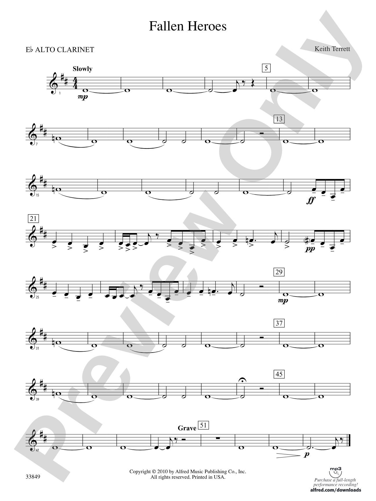 Fallen Heroes: (wp) E-flat Alto Clarinet