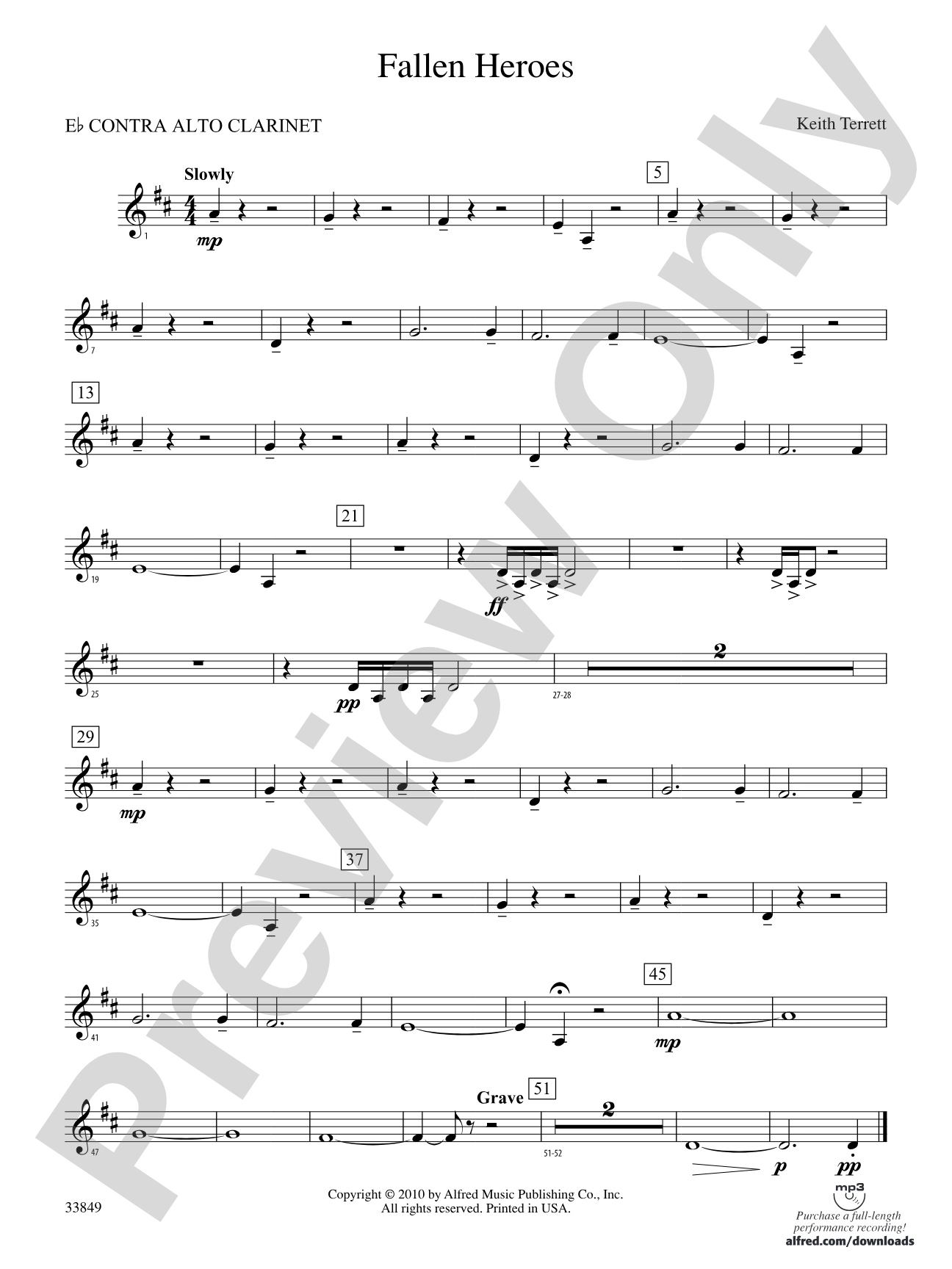 Fallen Heroes: (wp) E-flat Contrabass Clarinet