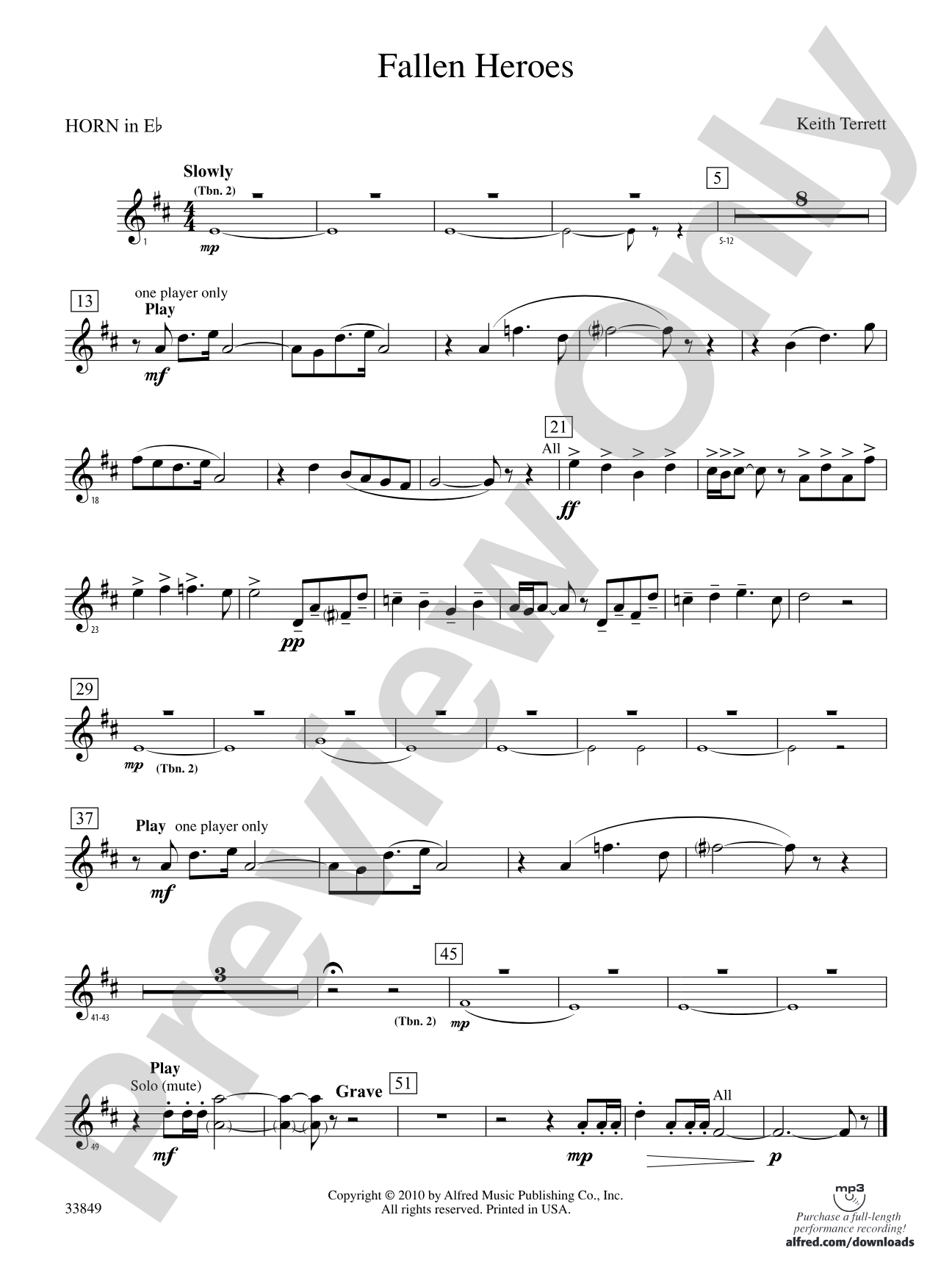 Fallen Heroes: (wp) 1st Horn in E-flat