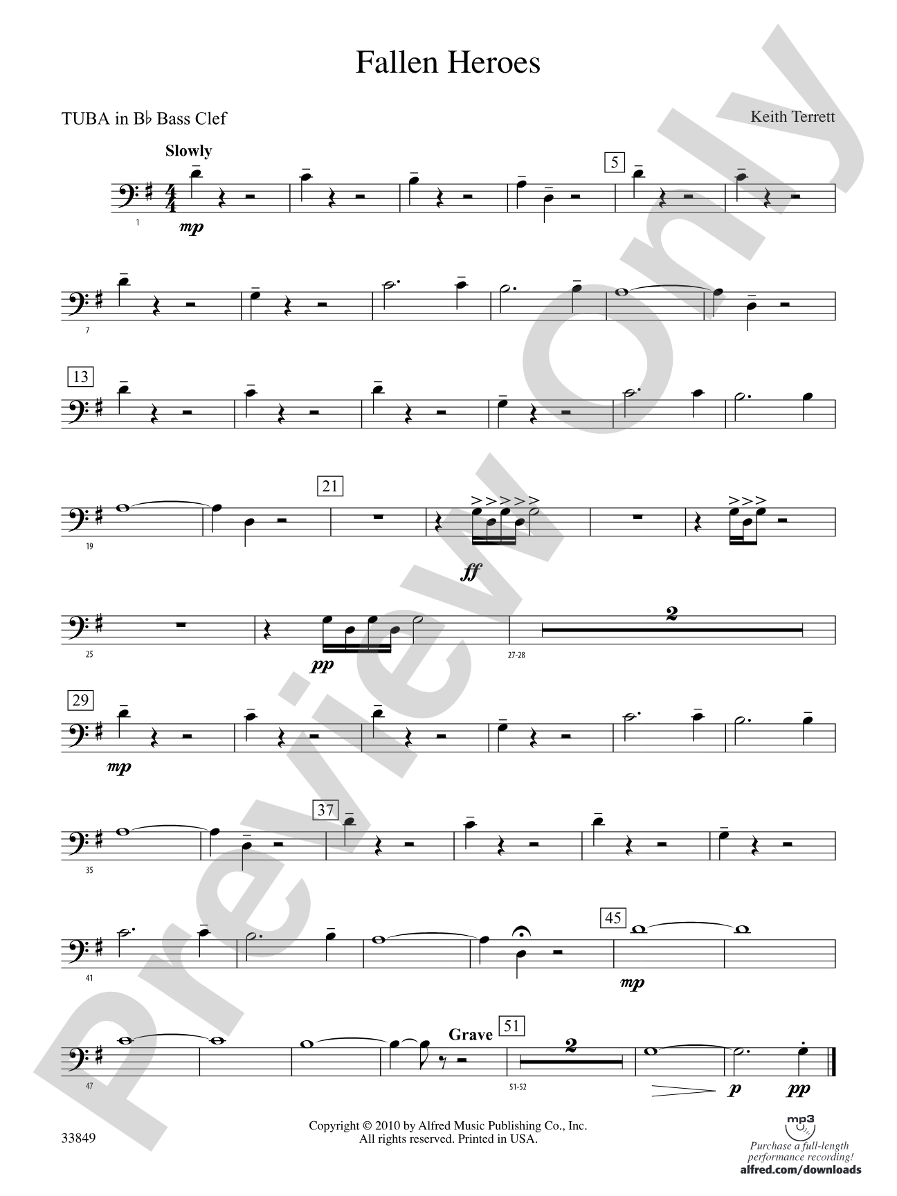 Fallen Heroes: (wp) B-flat Tuba B.C.