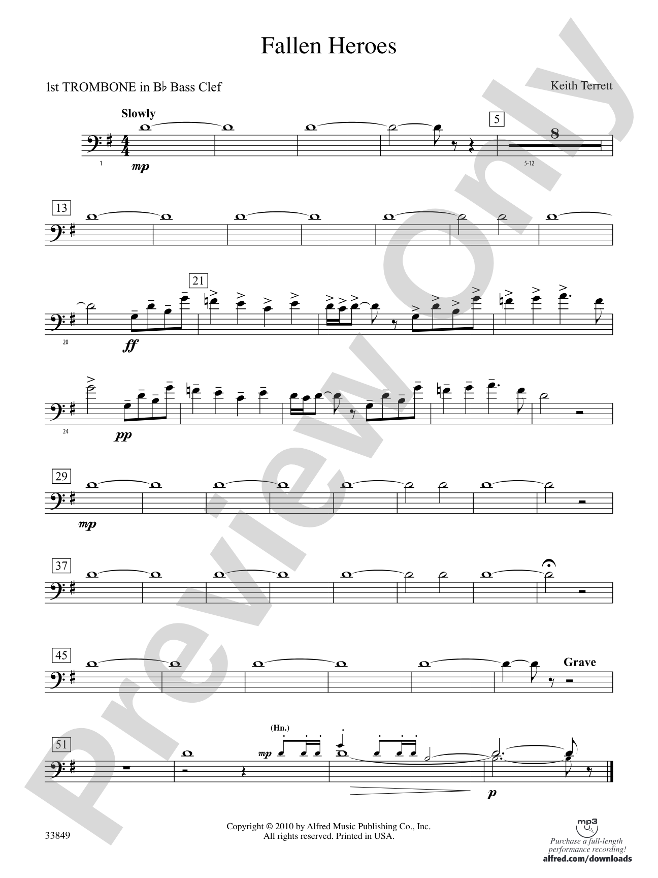 Fallen Heroes: (wp) 1st B-flat Trombone B.C.