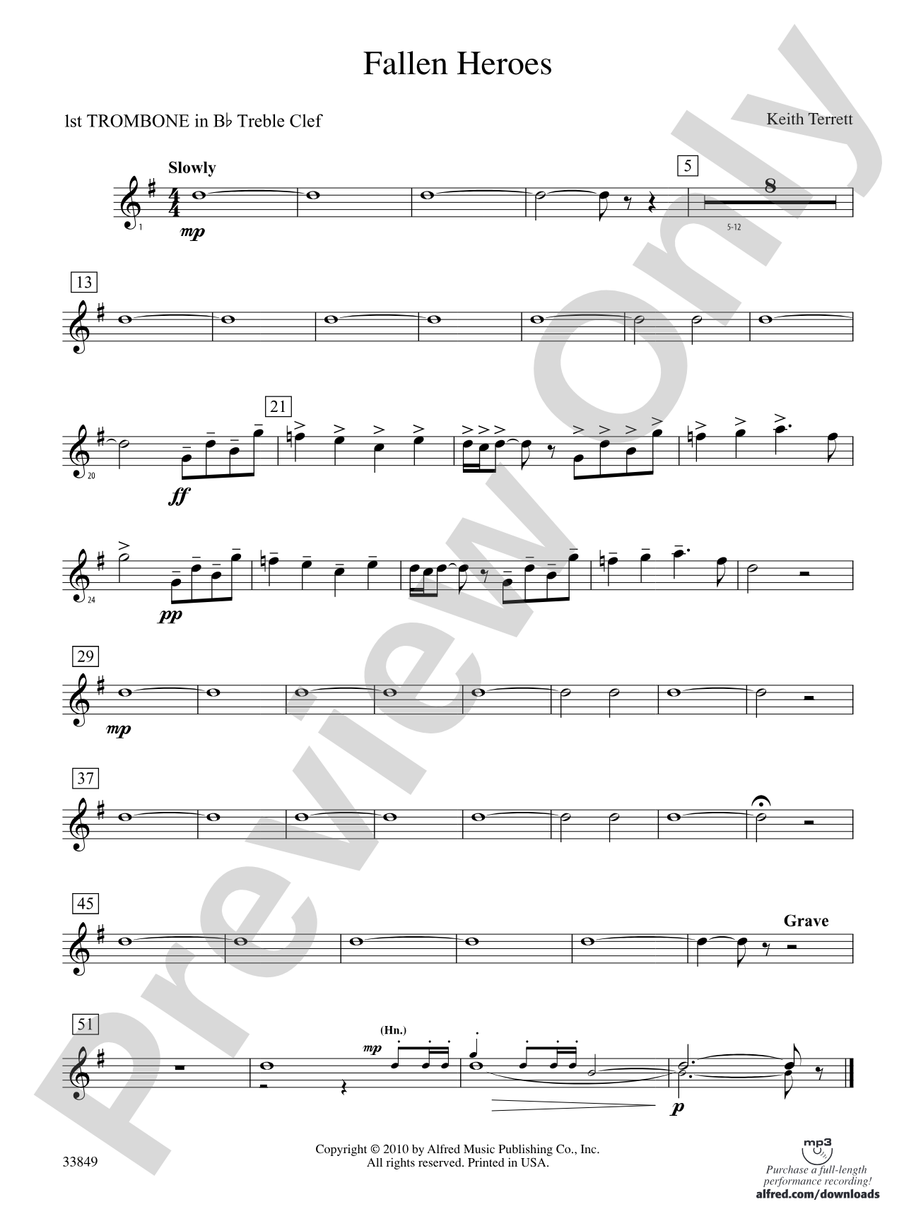 Fallen Heroes: (wp) 1st B-flat Trombone T.C.