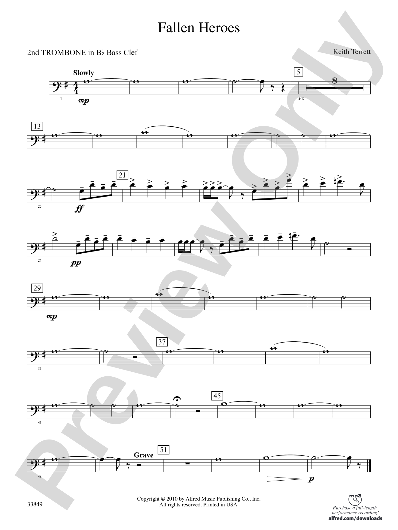 Fallen Heroes: (wp) 2nd B-flat Trombone B.C.