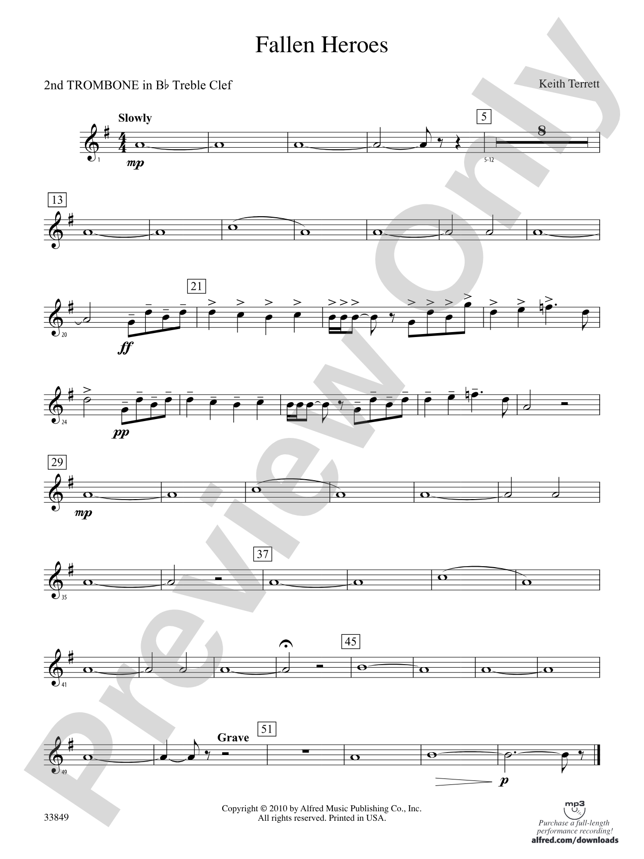 Fallen Heroes: (wp) 2nd B-flat Trombone T.C.