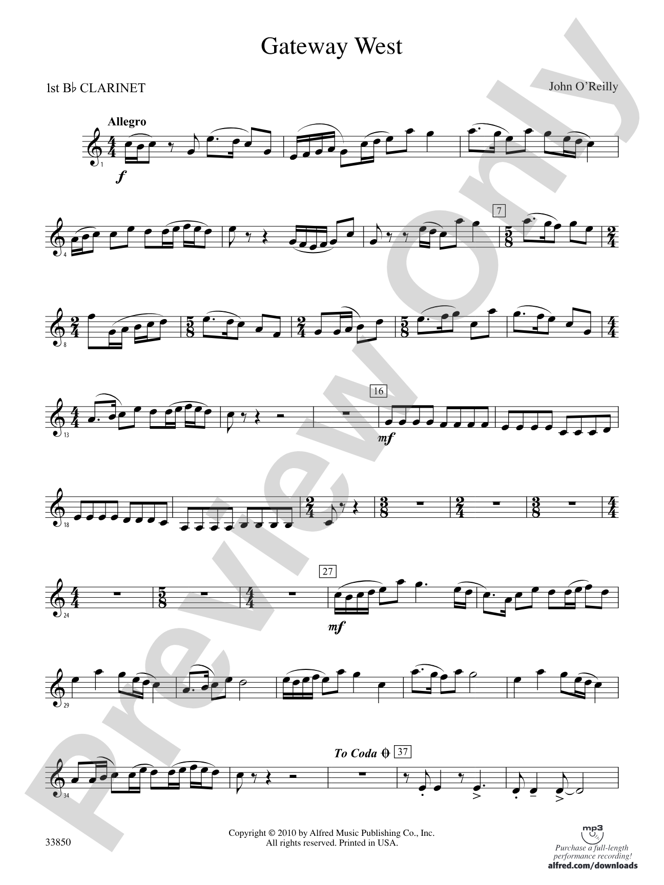Gateway West: 1st B-flat Clarinet