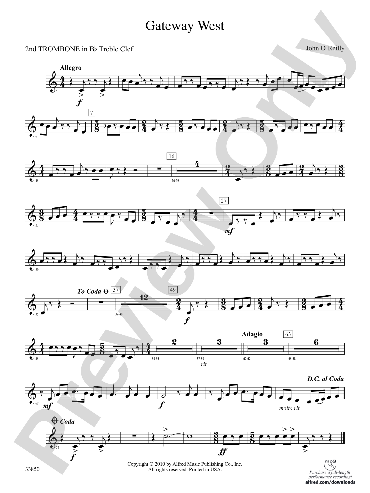 Gateway West: (wp) 2nd B-flat Trombone T.C.