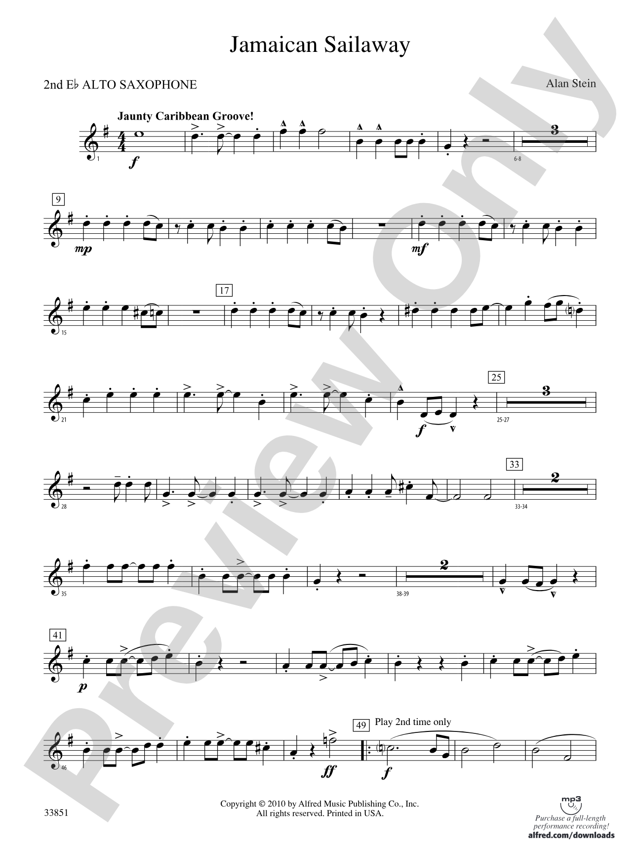 Jamaican Sailaway: 2nd E-flat Alto Saxophone
