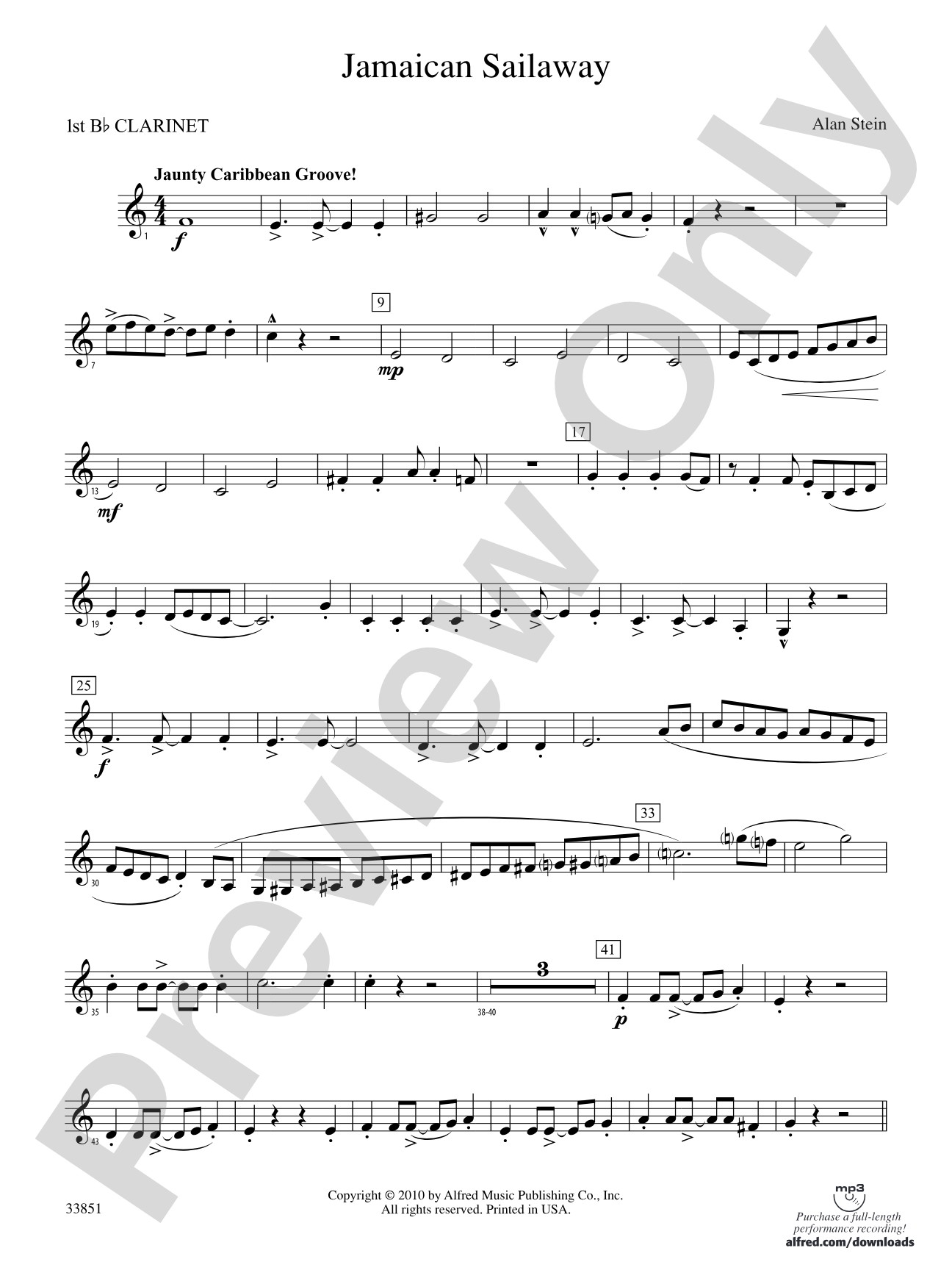 Jamaican Sailaway: 1st B-flat Clarinet