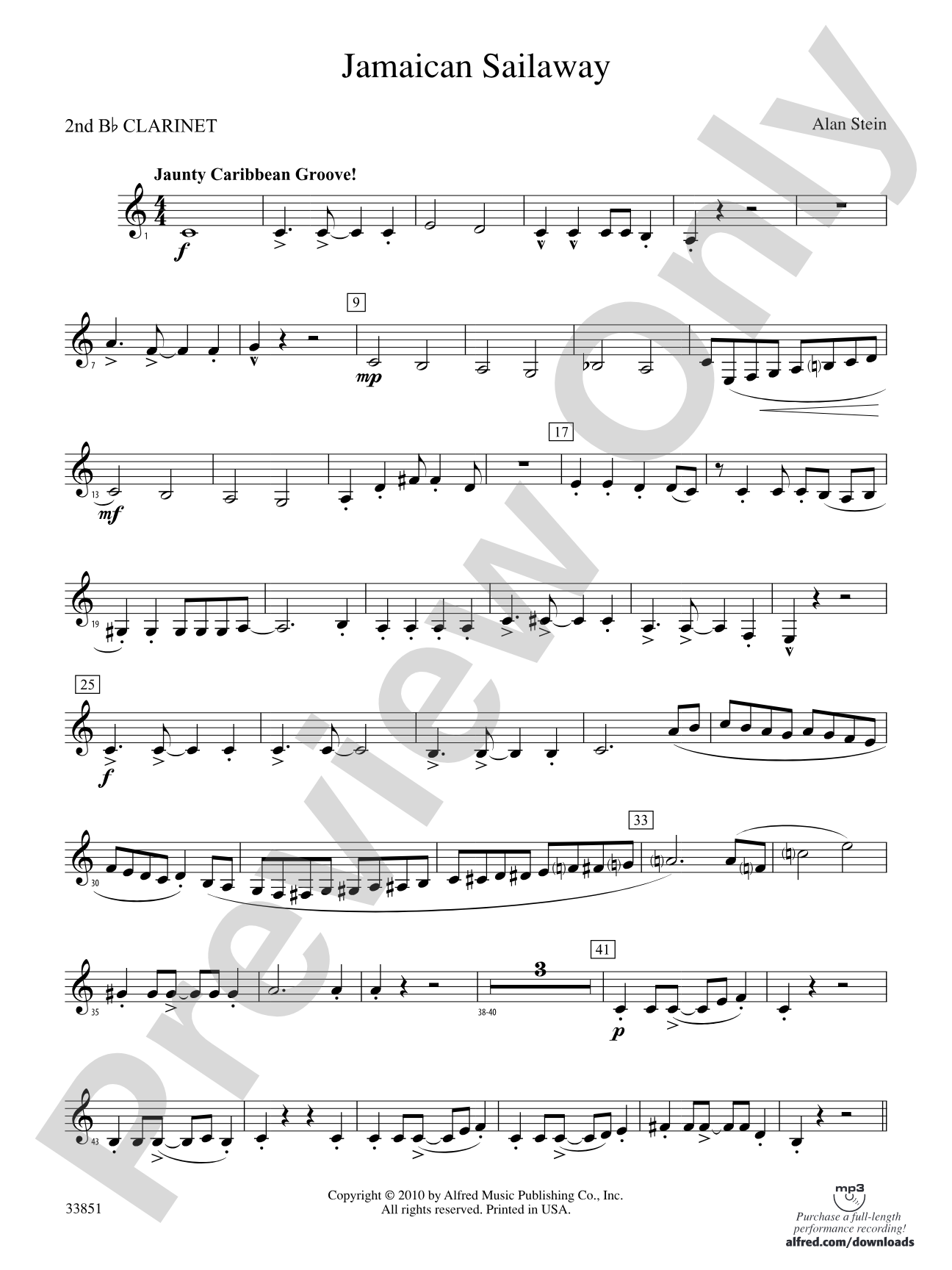 Jamaican Sailaway: 2nd B-flat Clarinet