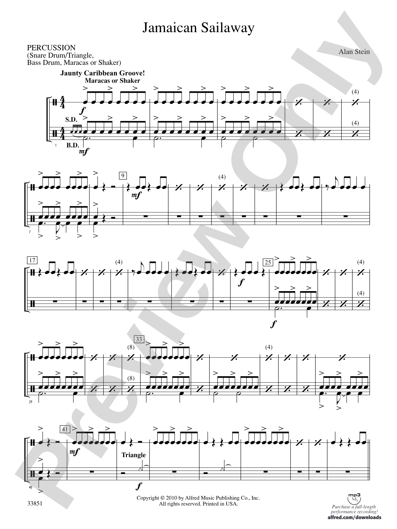 Jamaican Sailaway: 1st Percussion