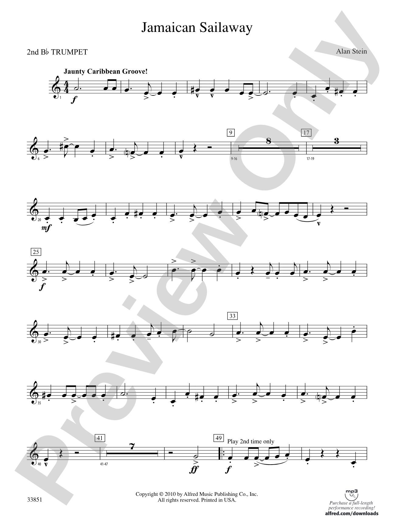 Jamaican Sailaway: 2nd B-flat Trumpet