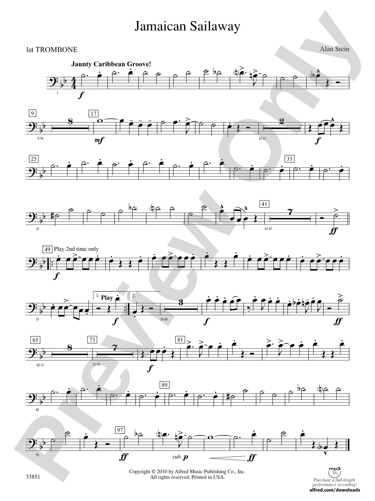 Jamaican Sailaway: 1st Trombone