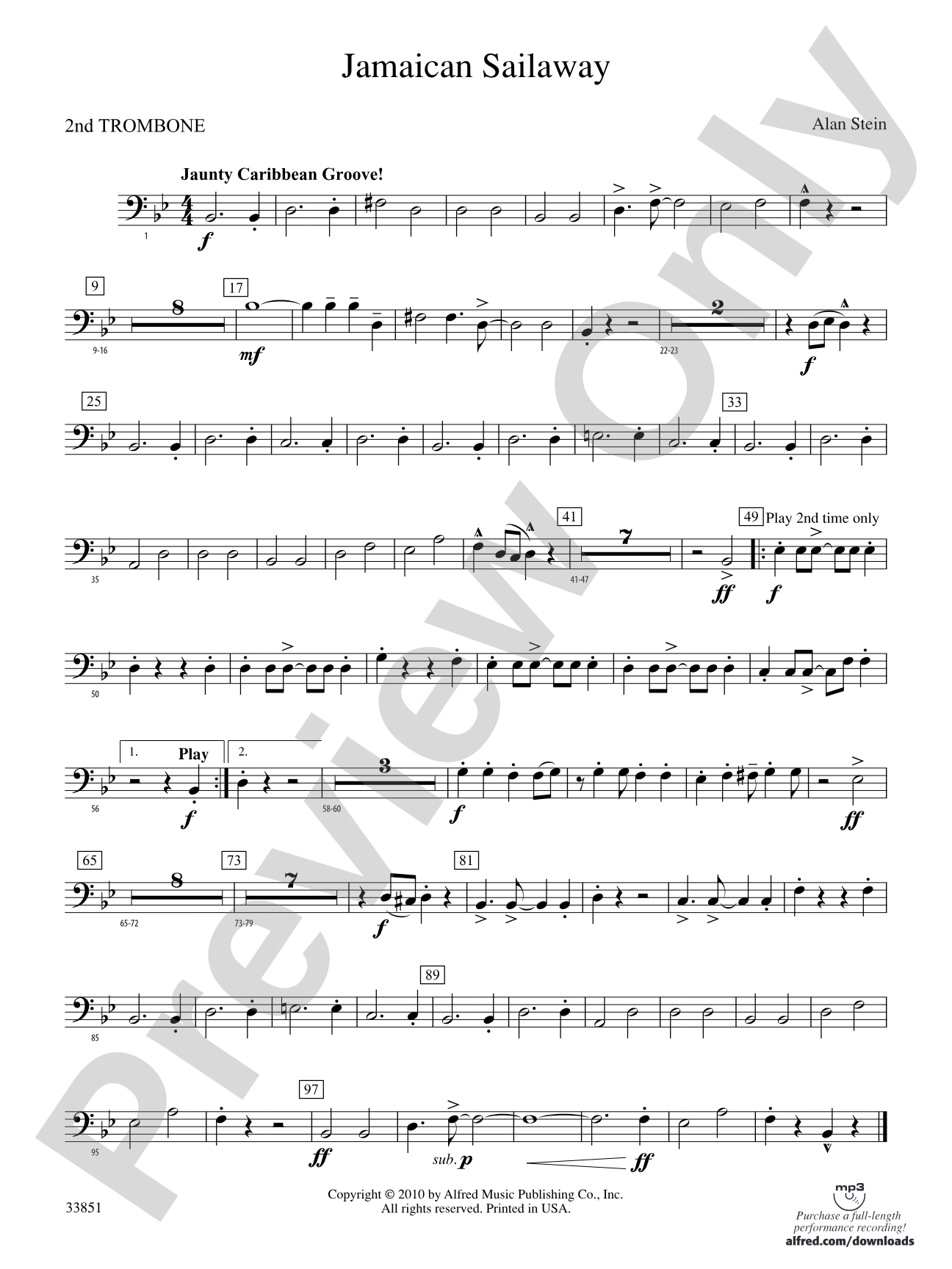 Jamaican Sailaway: 2nd Trombone