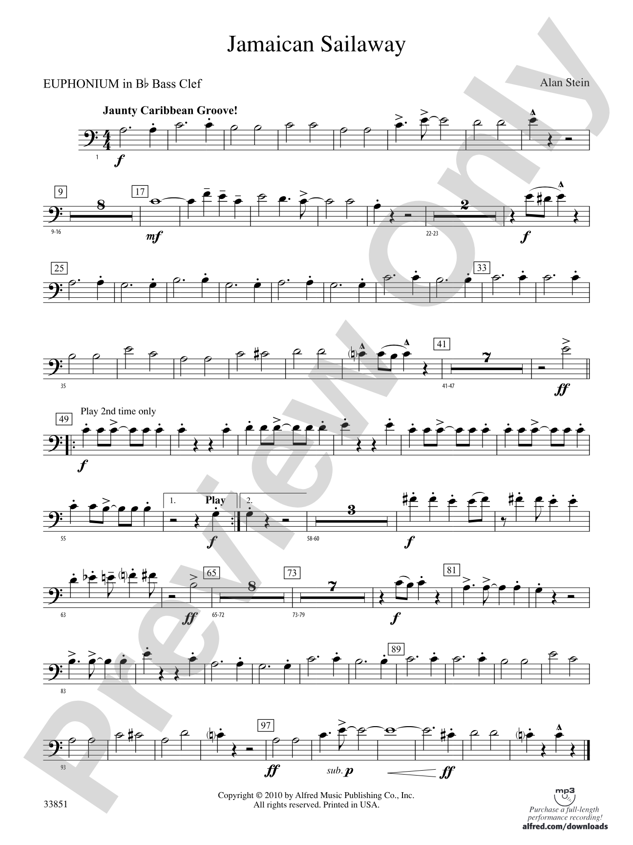 Jamaican Sailaway: (wp) B-flat Baritone B.C.