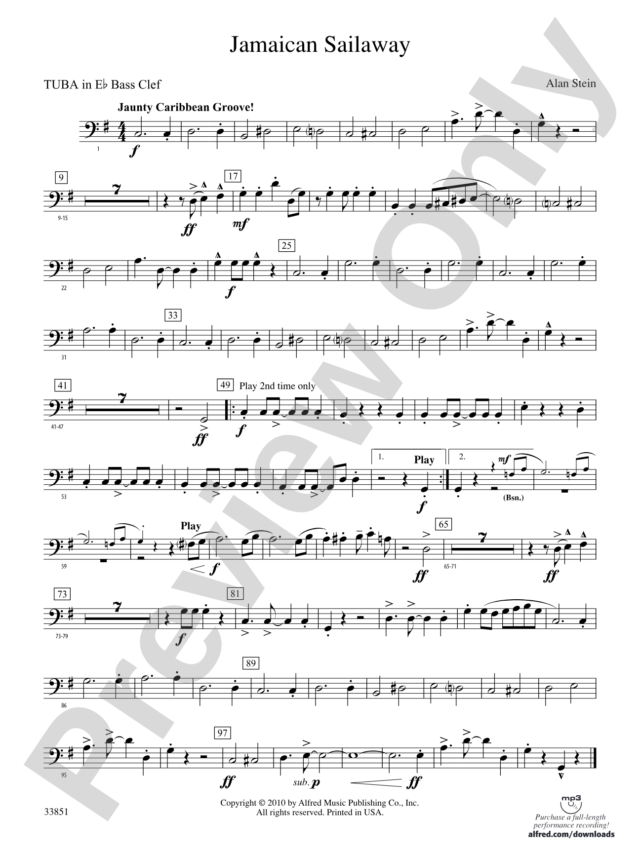 Jamaican Sailaway: (wp) E-flat Tuba B.C.