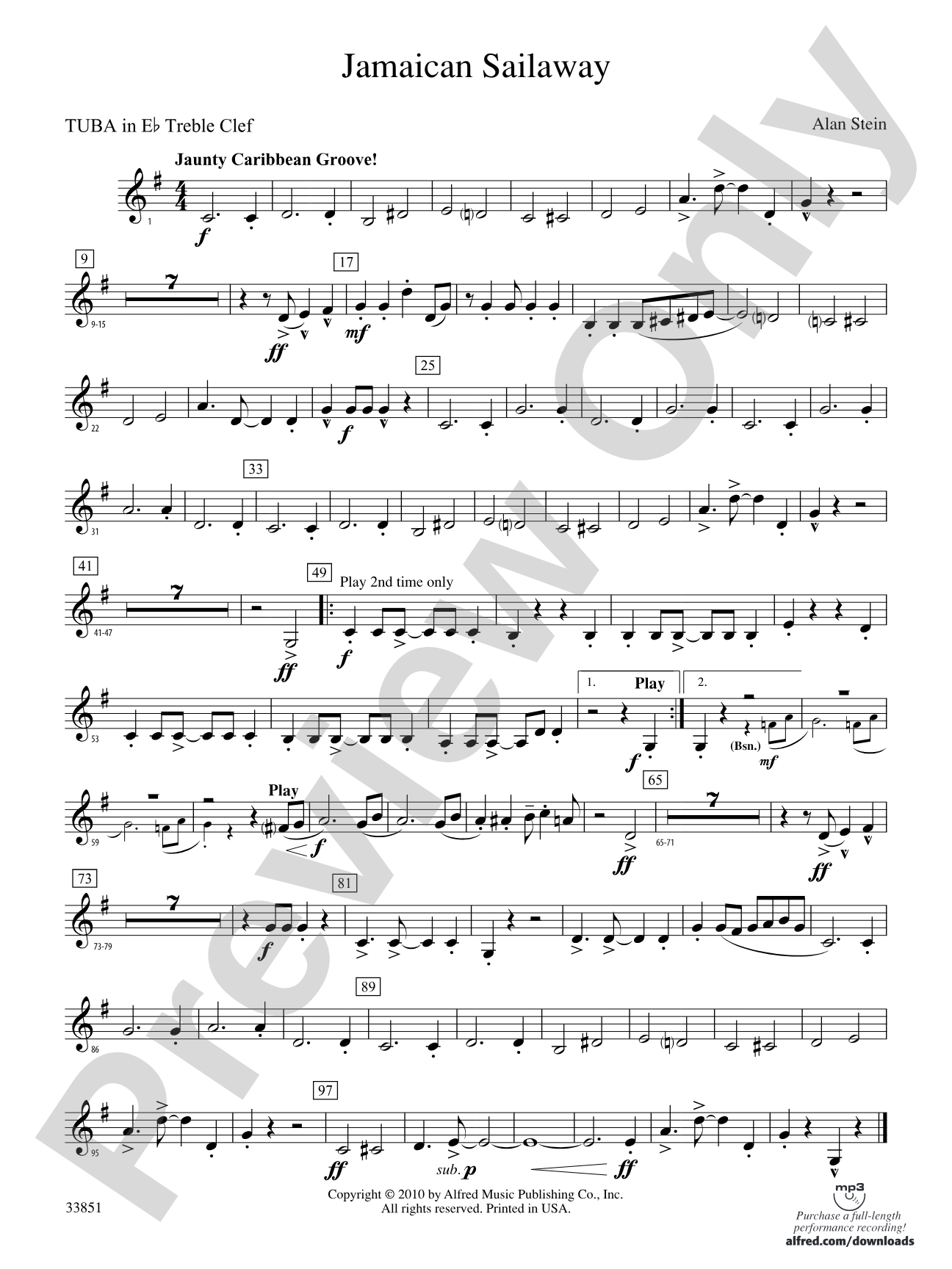 Jamaican Sailaway: (wp) E-flat Tuba T.C.