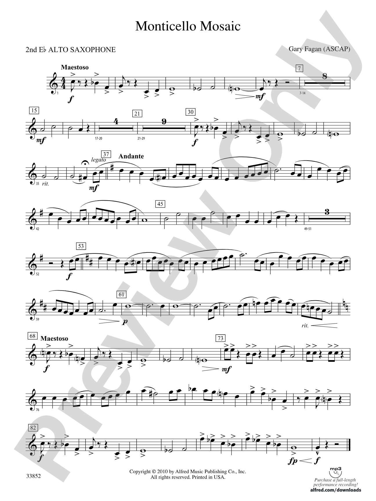 Monticello Mosaic: 2nd E-flat Alto Saxophone