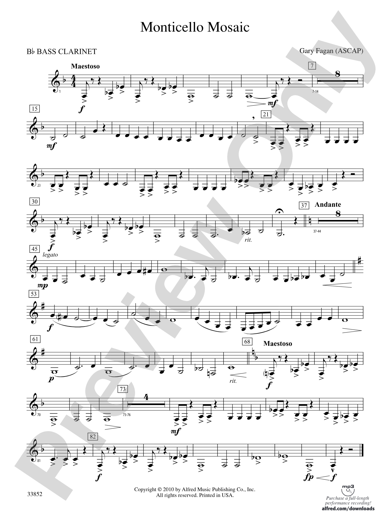 Monticello Mosaic: B-flat Bass Clarinet