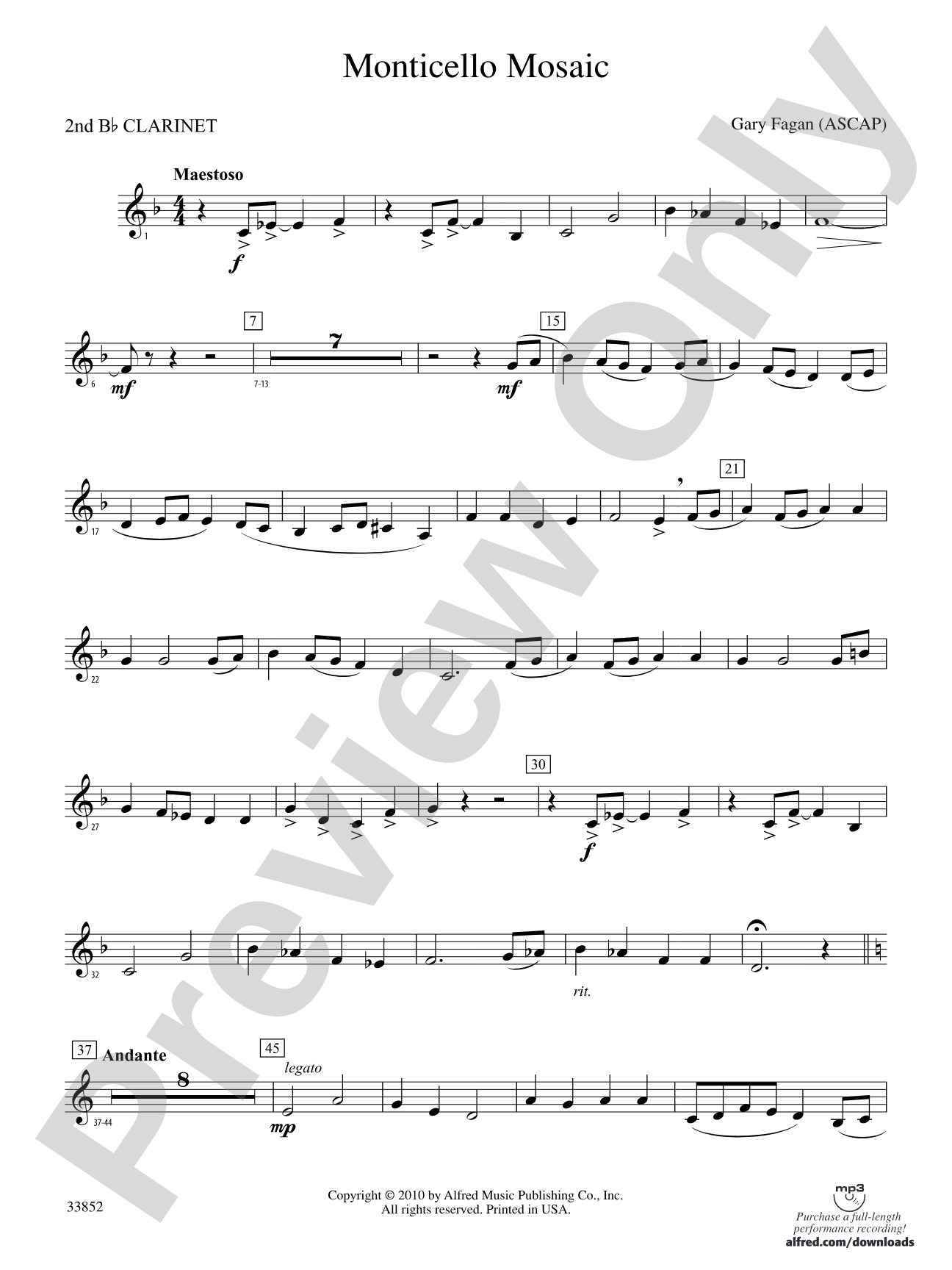 Monticello Mosaic: 2nd B-flat Clarinet