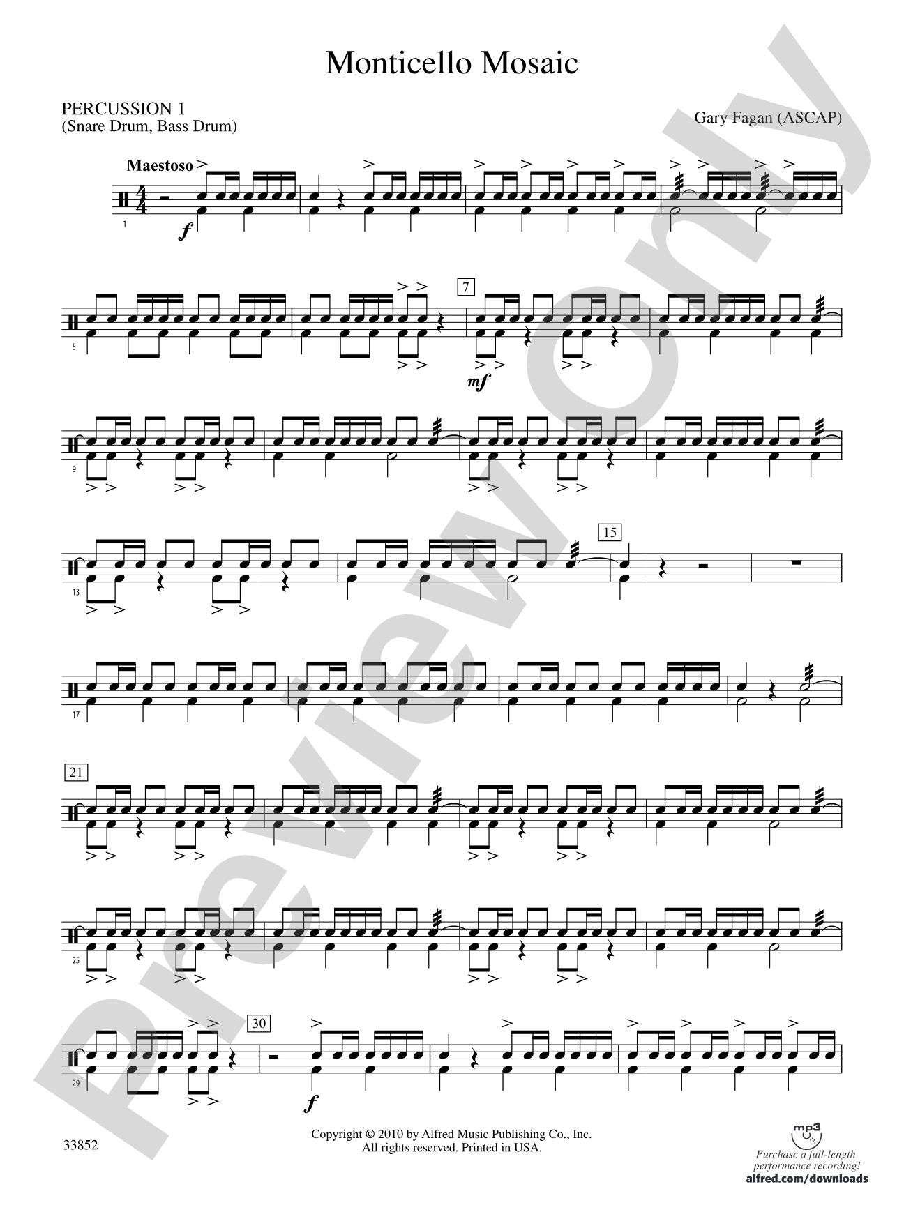 Monticello Mosaic: 1st Percussion