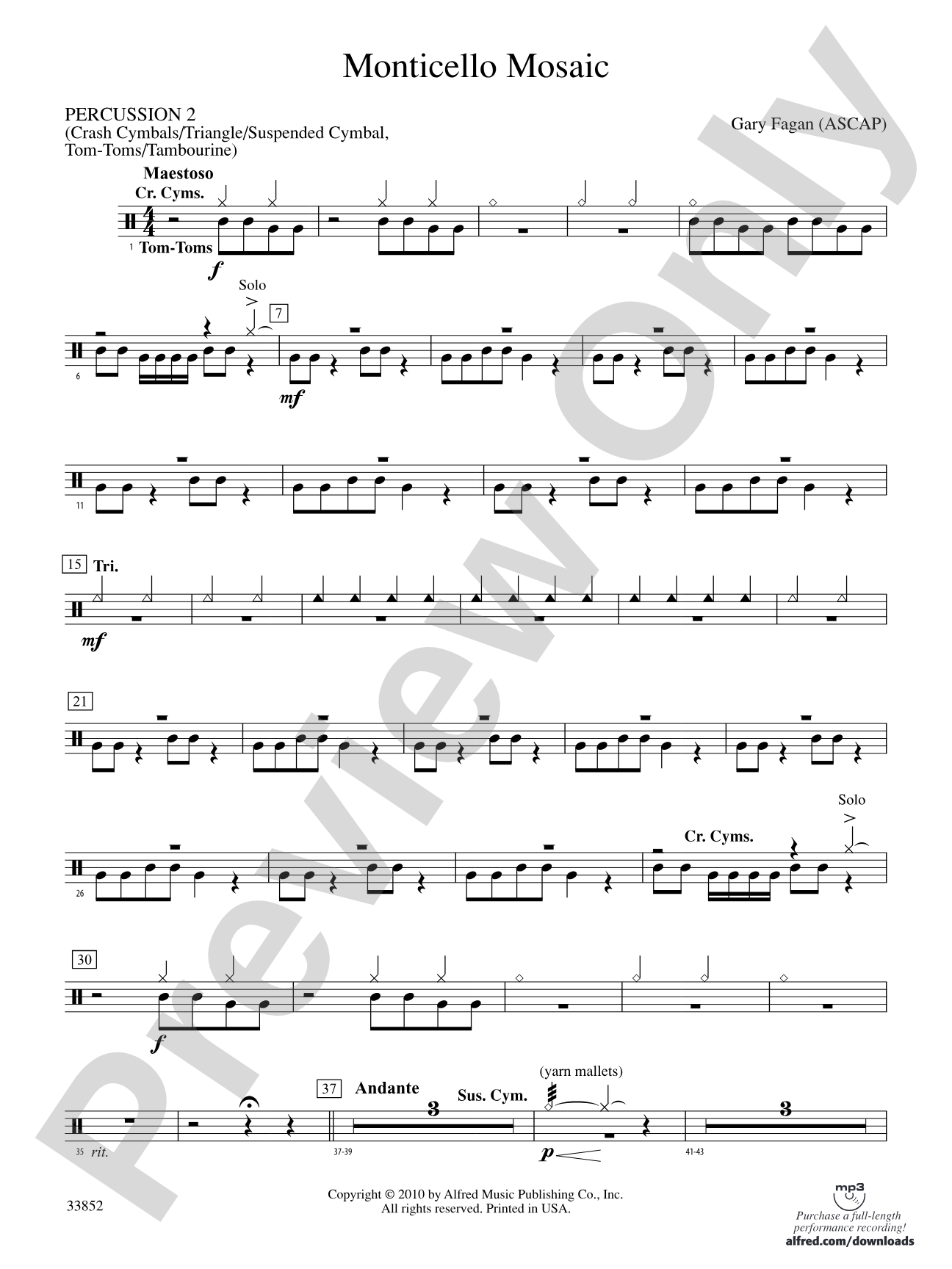 Monticello Mosaic: 2nd Percussion