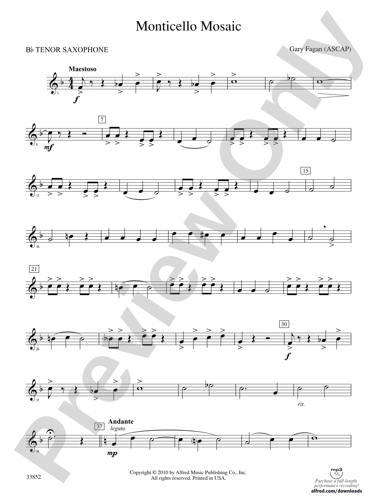Monticello Mosaic: B-flat Tenor Saxophone
