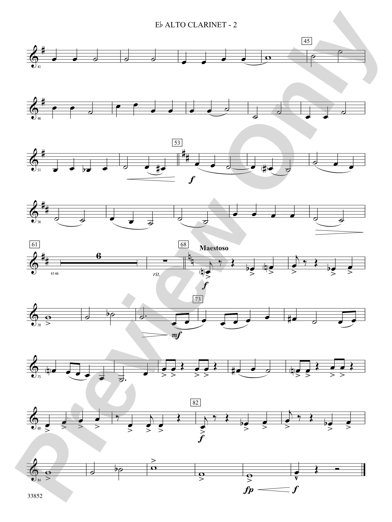 Monticello Mosaic: (wp) E-flat Alto Clarinet