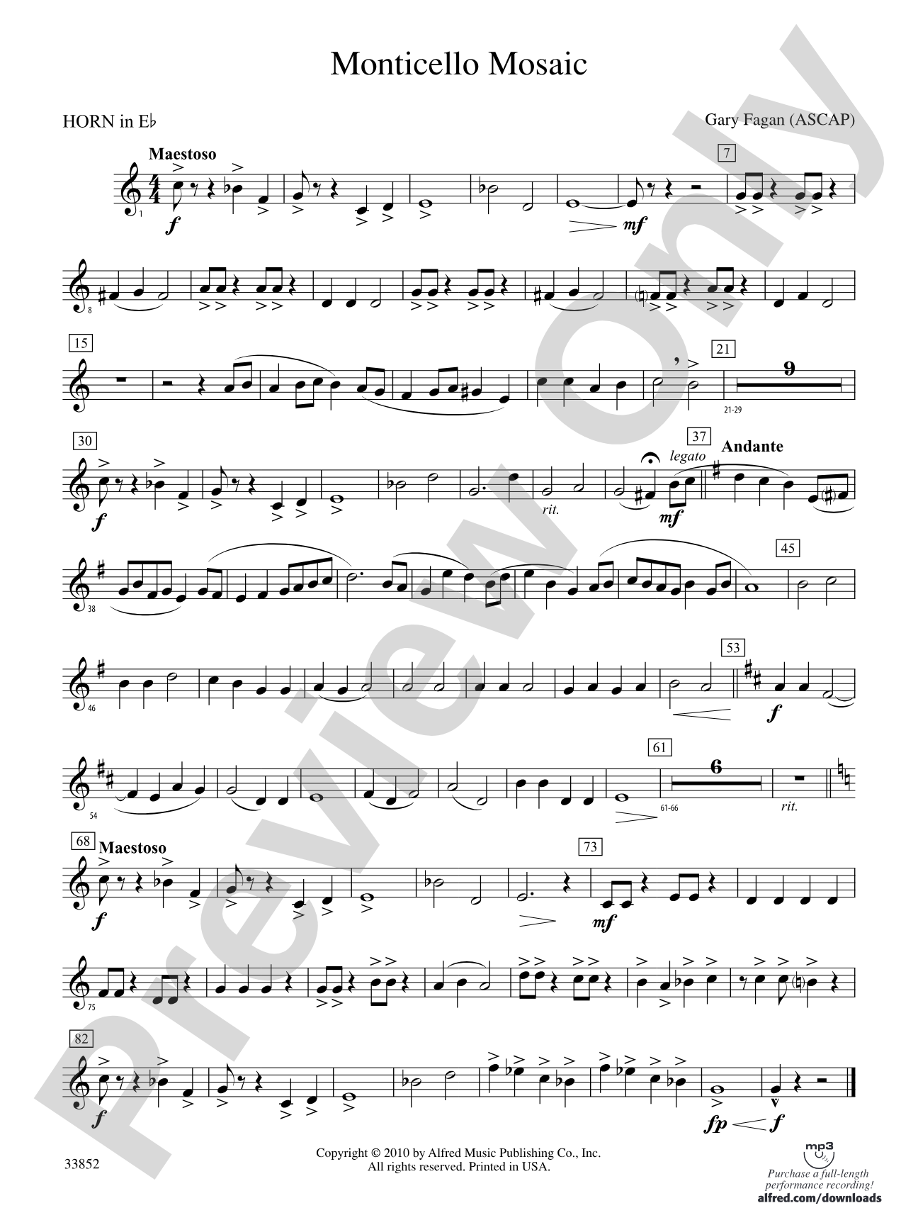 Monticello Mosaic: (wp) 1st Horn in E-flat