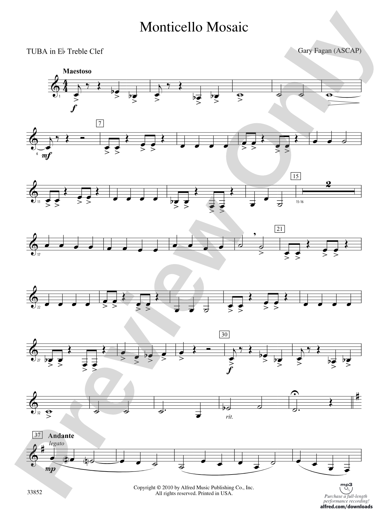Monticello Mosaic: (wp) E-flat Tuba T.C.