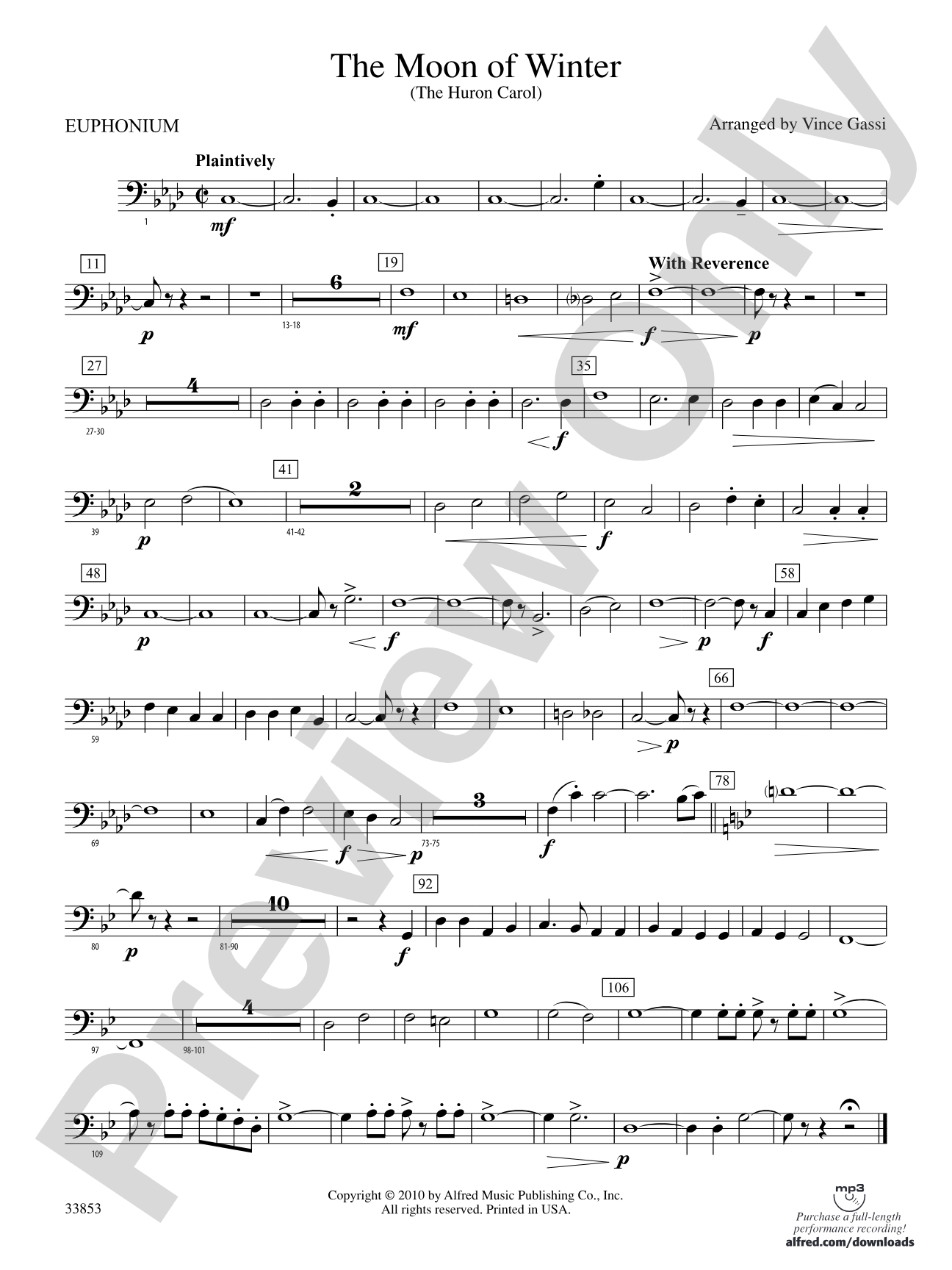 The Moon of Winter (The Huron Carol): Baritone B.C.
