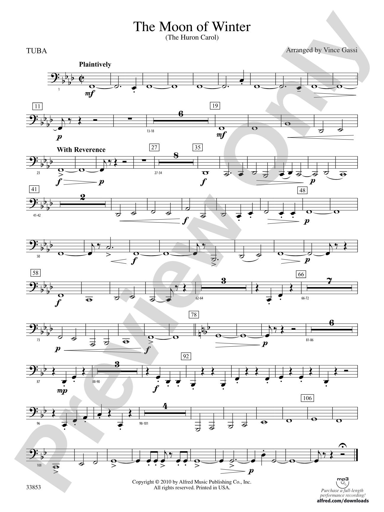 The Moon of Winter (The Huron Carol): Tuba