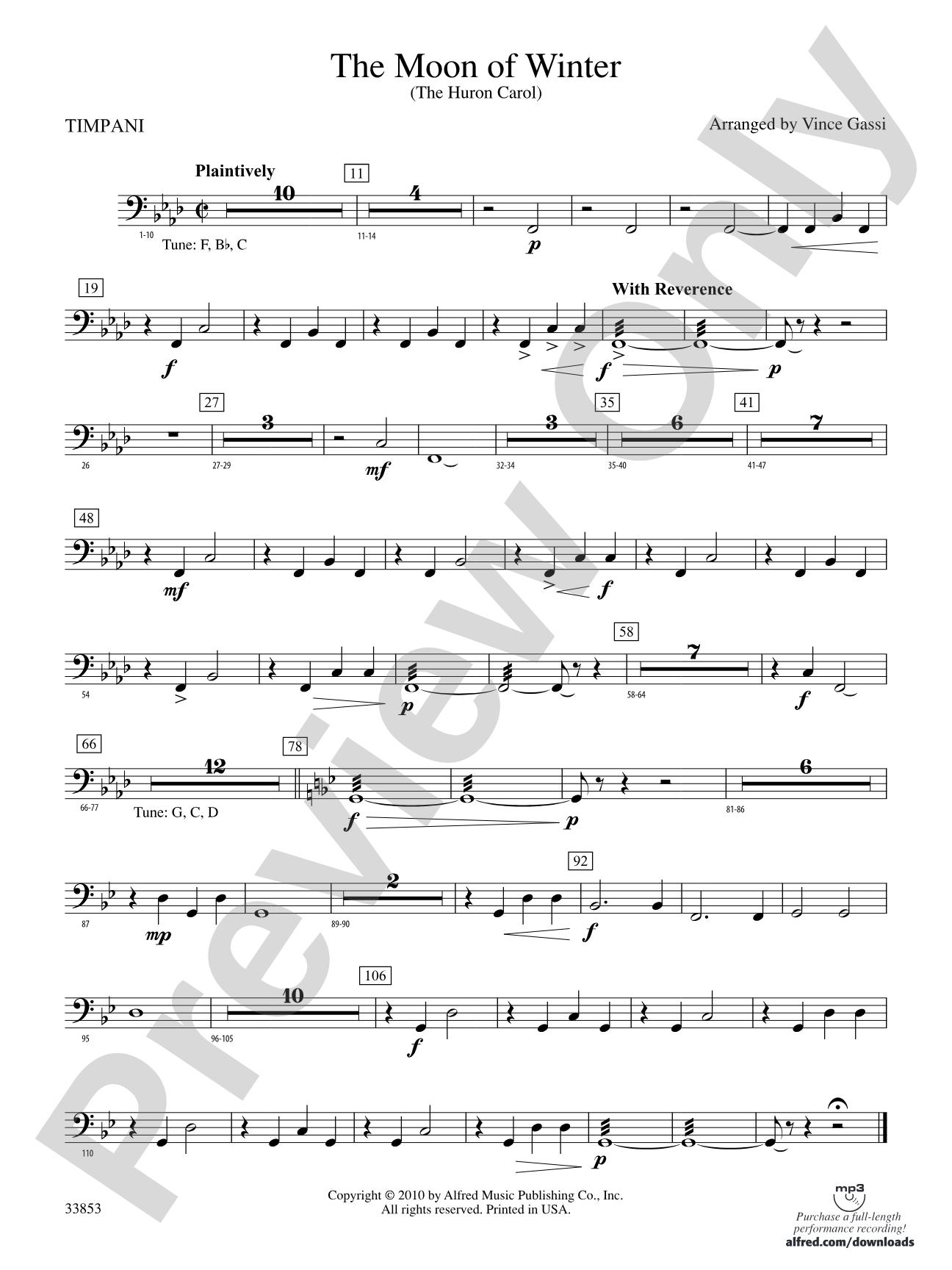 The Moon of Winter (The Huron Carol): Timpani